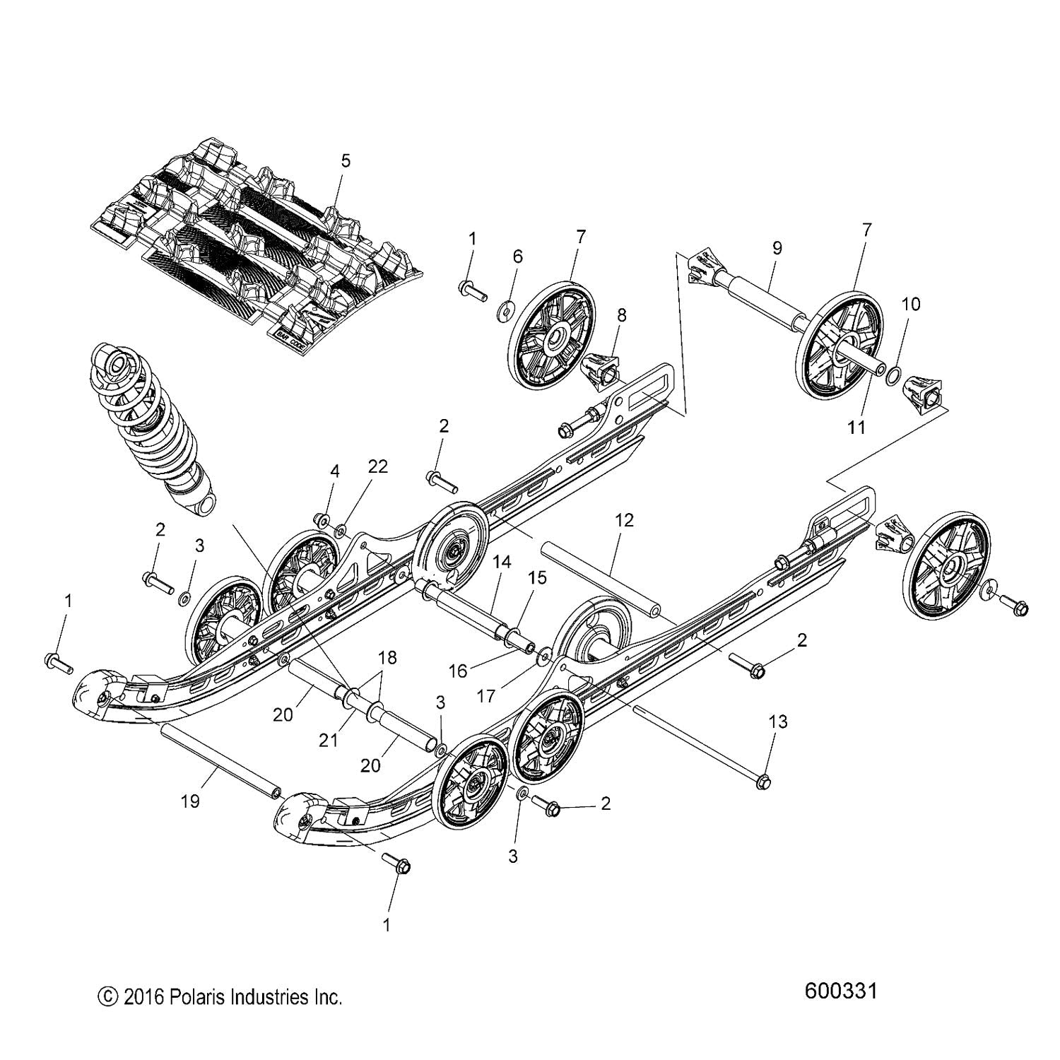 Polaris Snowmobile Suspension Rail Idler Wheel 6.38 in., Genuine OEM Part 1590512, Qty 1