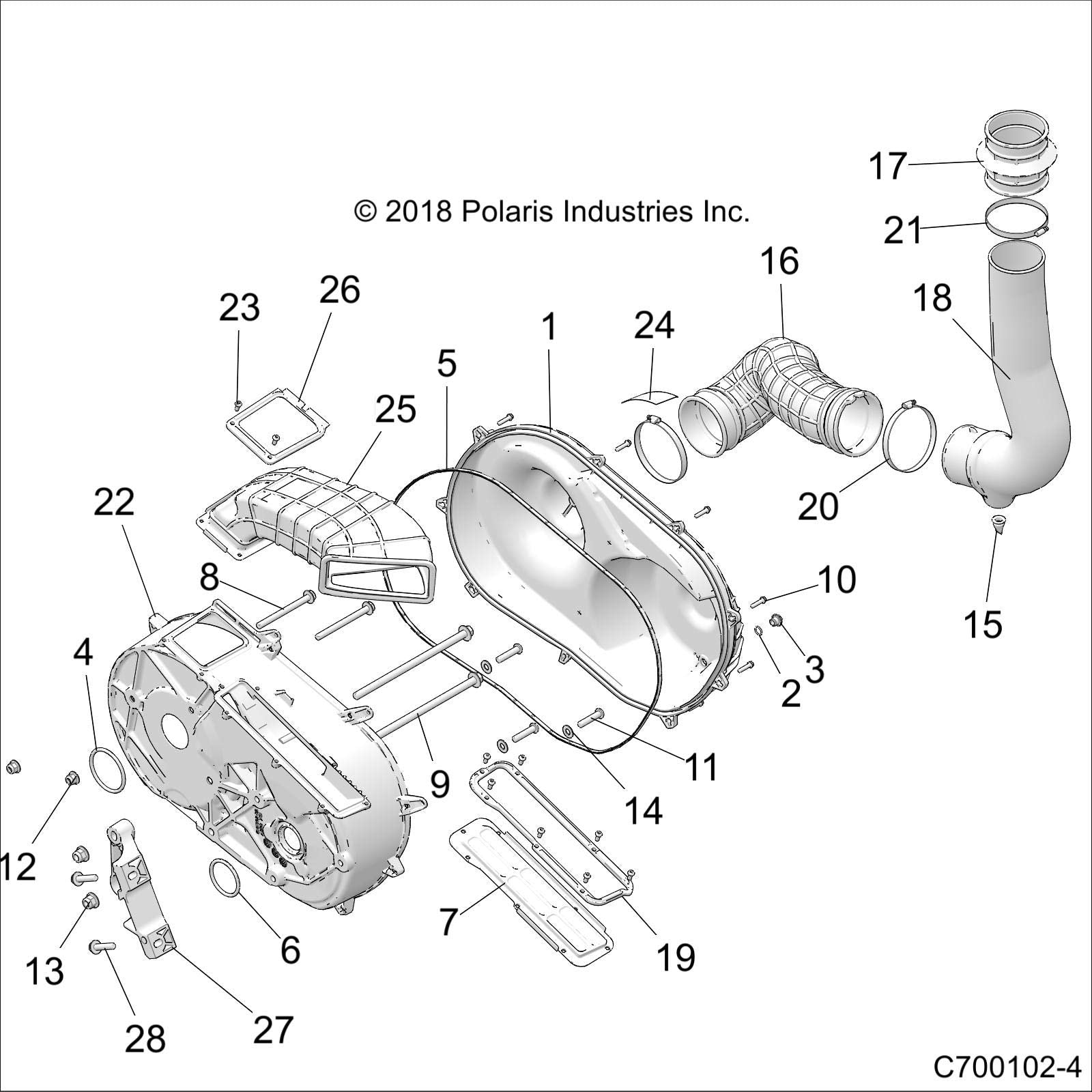 Polaris RZR Outer Clutch Cover Assembly, Genuine OEM Part 2637068, Qty 1