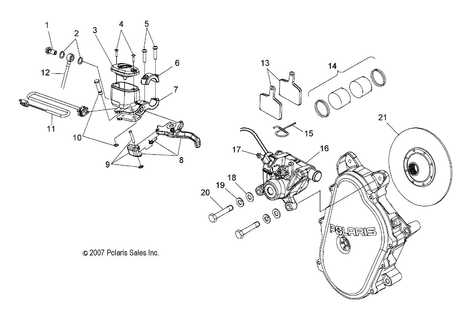 Polaris Snowmobile Brake Caliper Assembly Kit, Genuine OEM Part 2202390, Qty 1