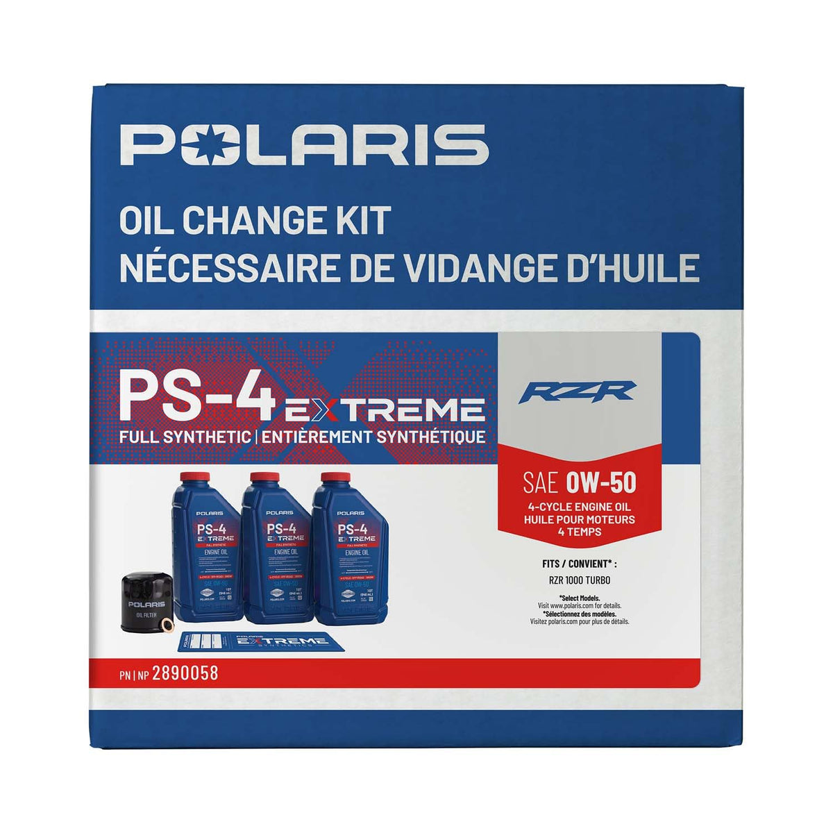 Polaris Oil Change Kit, Incl Oil, Oil Filter, Crush Washer - 2890058
