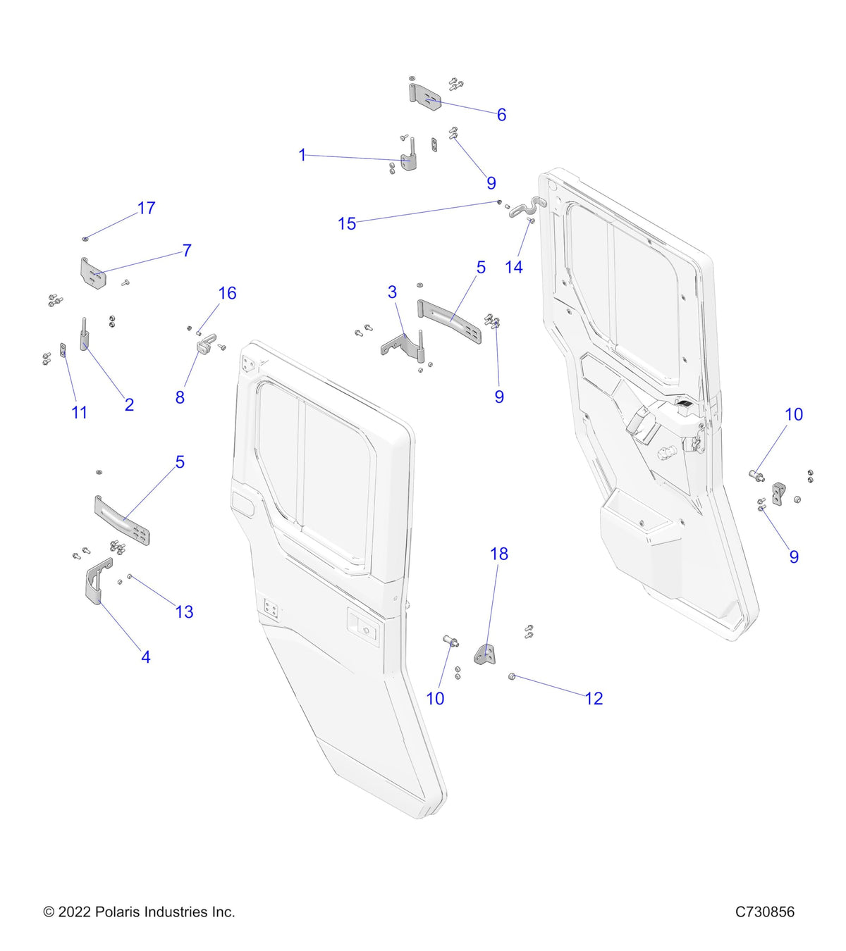 Polaris Hinge Service Hardware Kit, for Ranger Models, OEM - 2207709