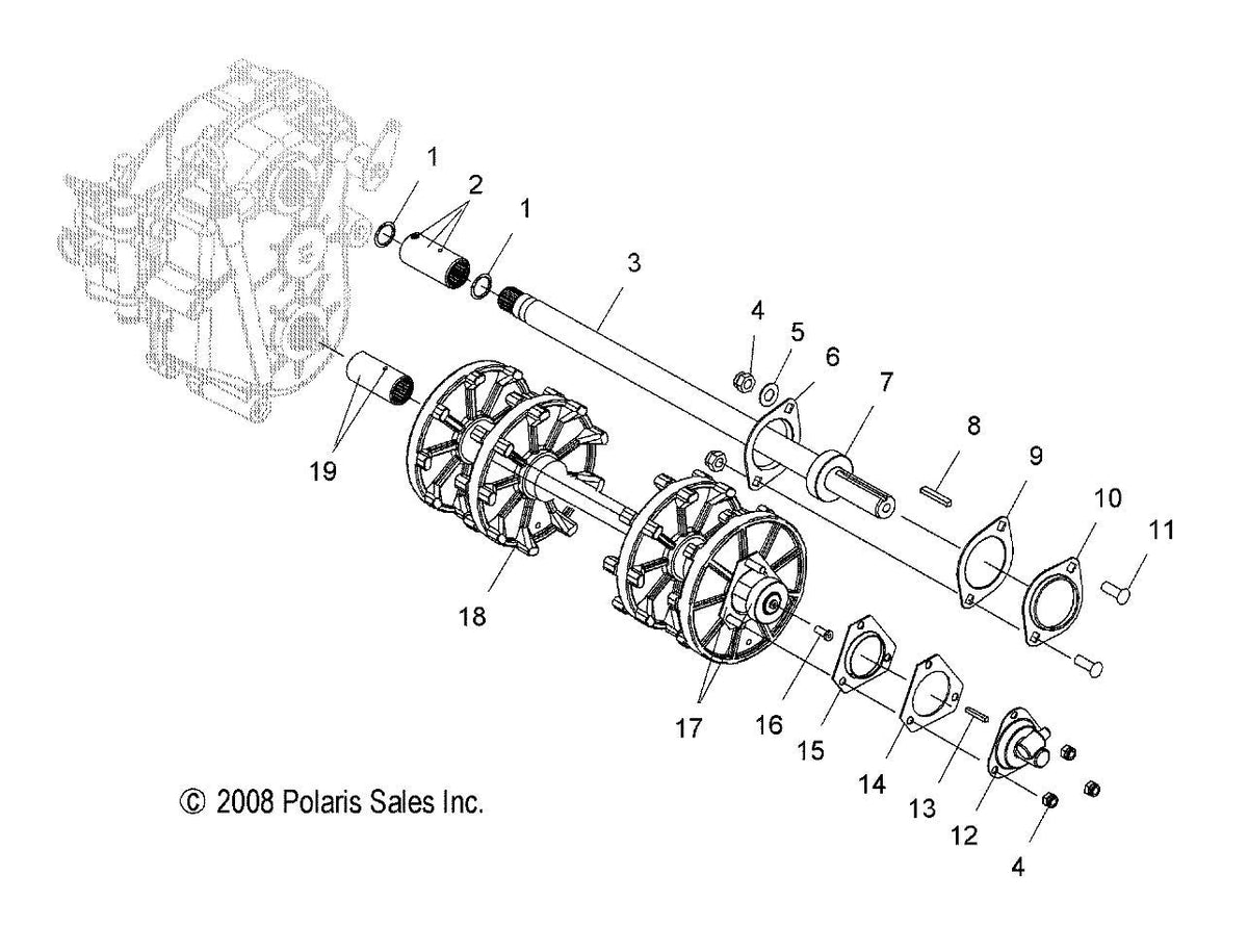 Polaris Adapter Drive w/Zerk, for Snowmobile Models, Genuine OEM - 3280540