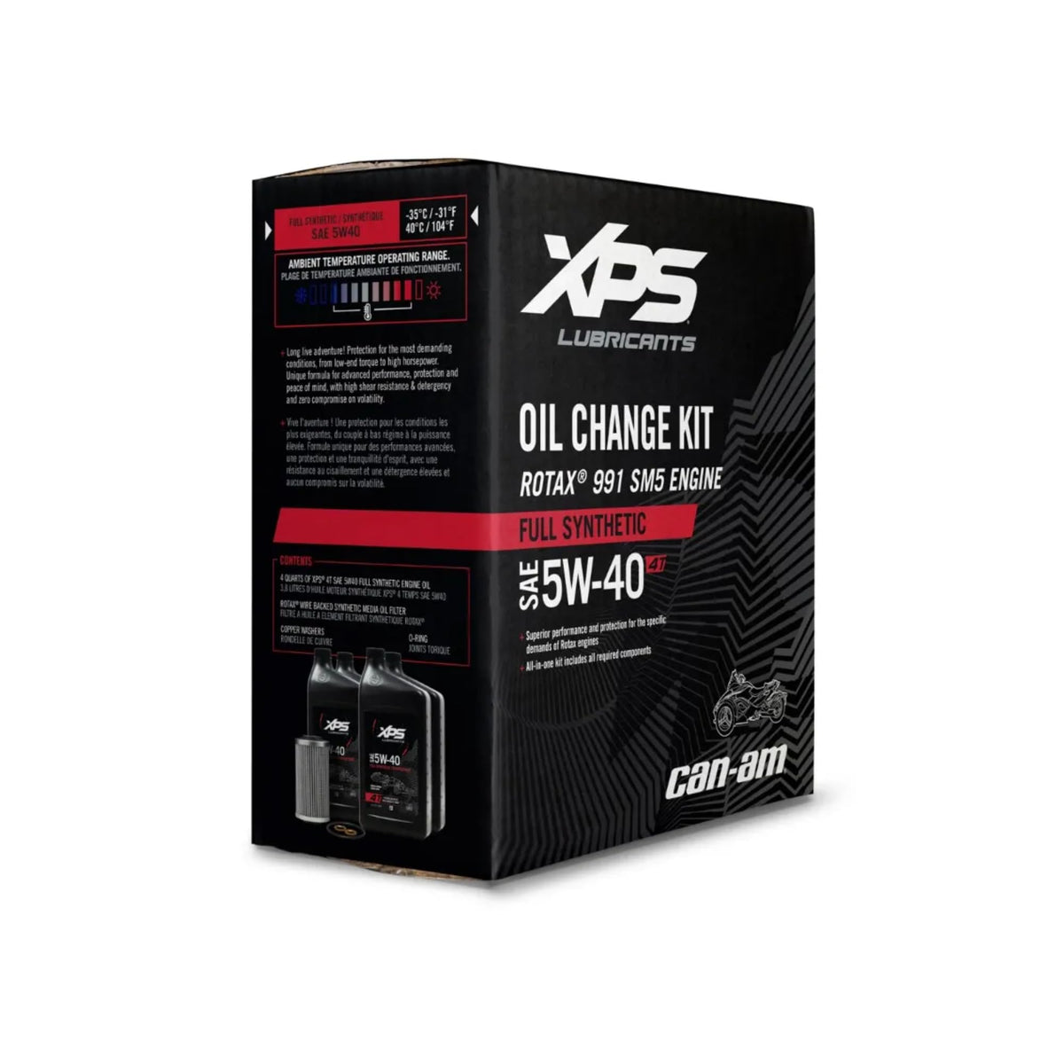 Can-Am OEM Spyder 4T 5W-40 Full Synthetic Oil Change Kit, 9779482