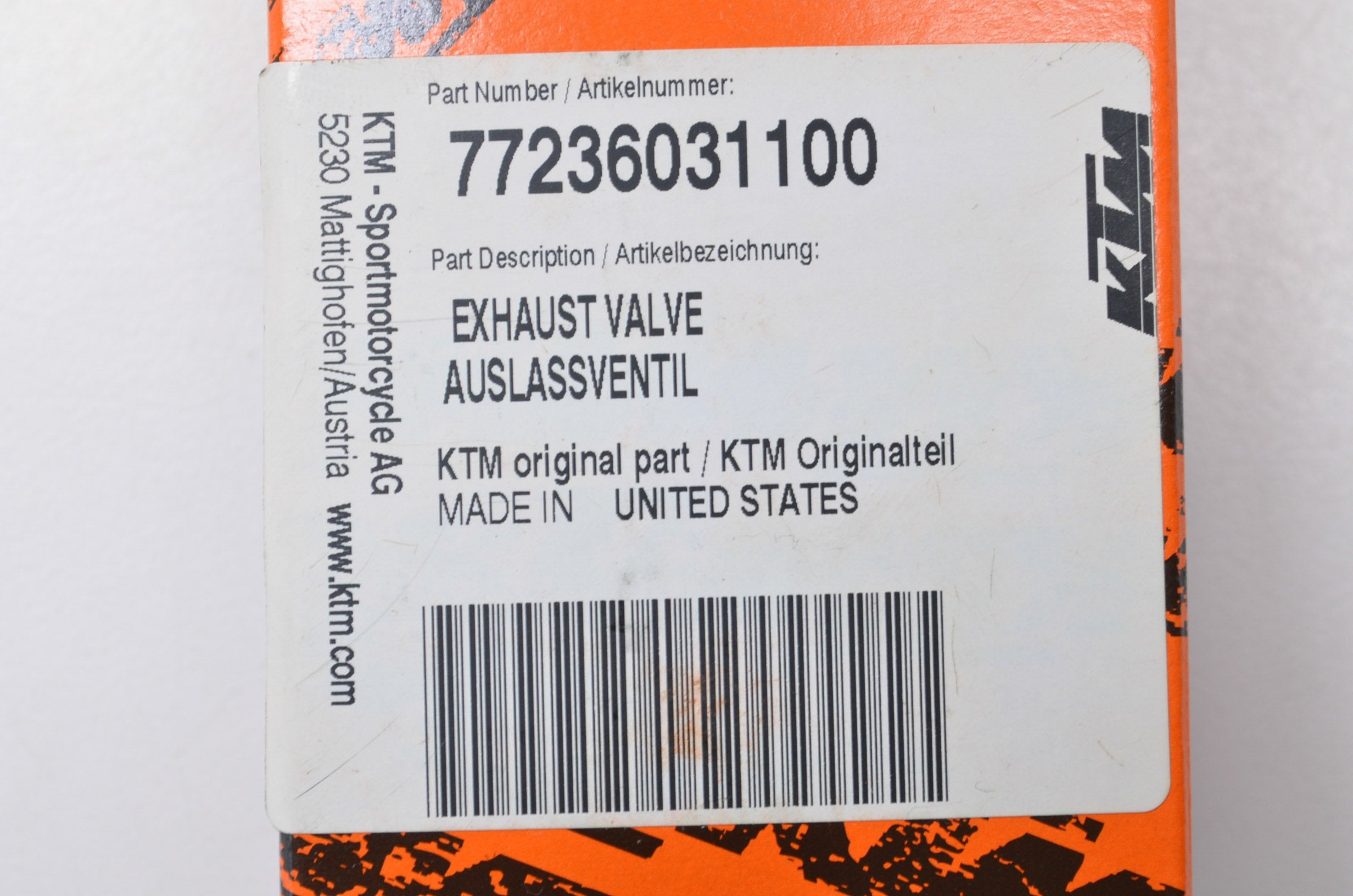 KTM 77236031100 Intake Valve QTY 1