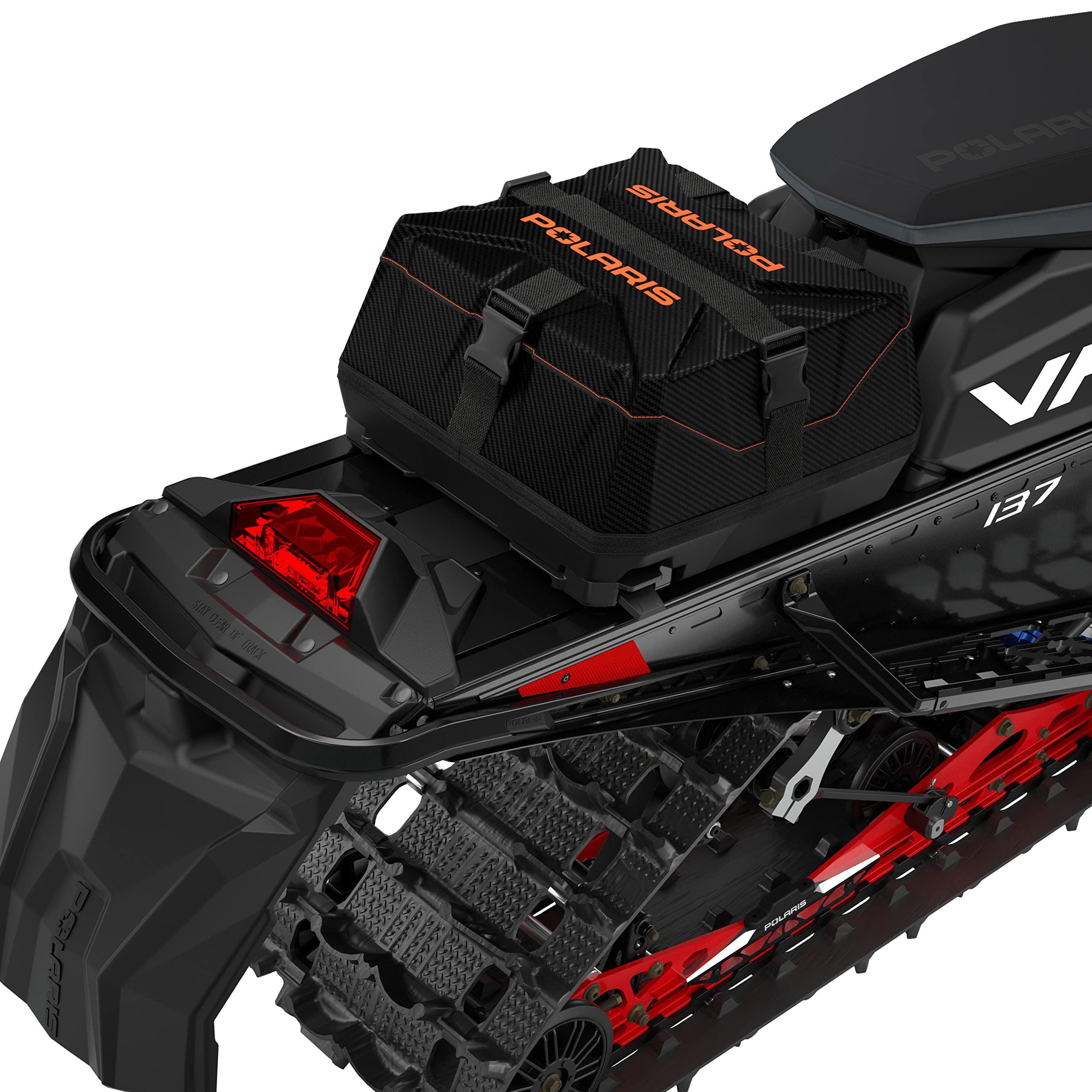 Polaris Snowmobile Lock & Ride Flex Adventure Tunnel Gear Bag, Tall, Orange Burst, for Specific INDY, Switchback, RMK, Voyageur Models, Easy Install, Waterproof Luggage Carrier for Storage - 2890624