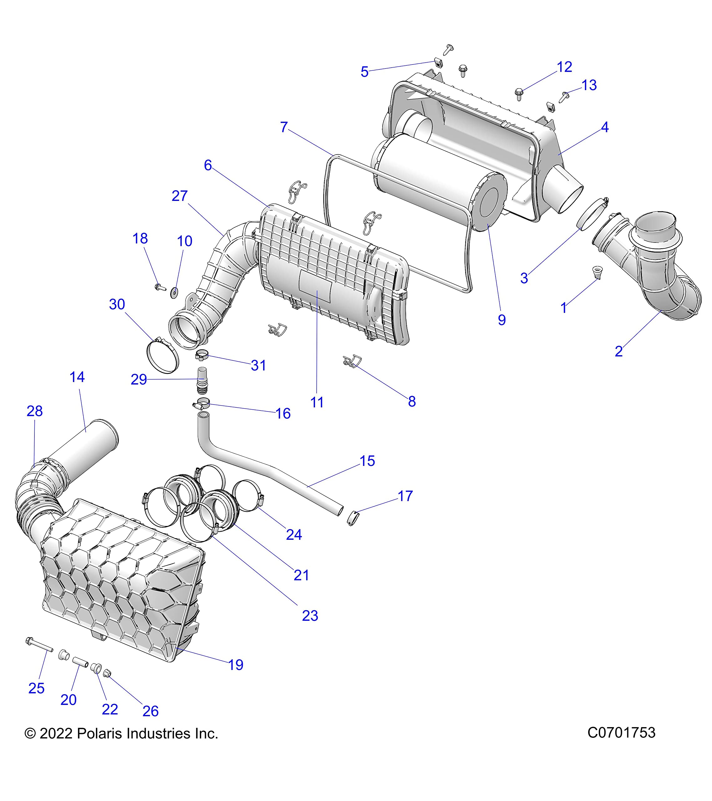 Polaris RZR Intake Weld, Engine Housing, Genuine OEM Part 1240749, Qty 1