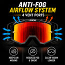 I RIDE Airtime Motocross Goggles with Spare Clear Lens and 5 Tear-Offs, Anti-Fog MX Dirt Bike Goggles with Orange Mirrored Lens, UV Protection, ATV UTV Off-Road Riding