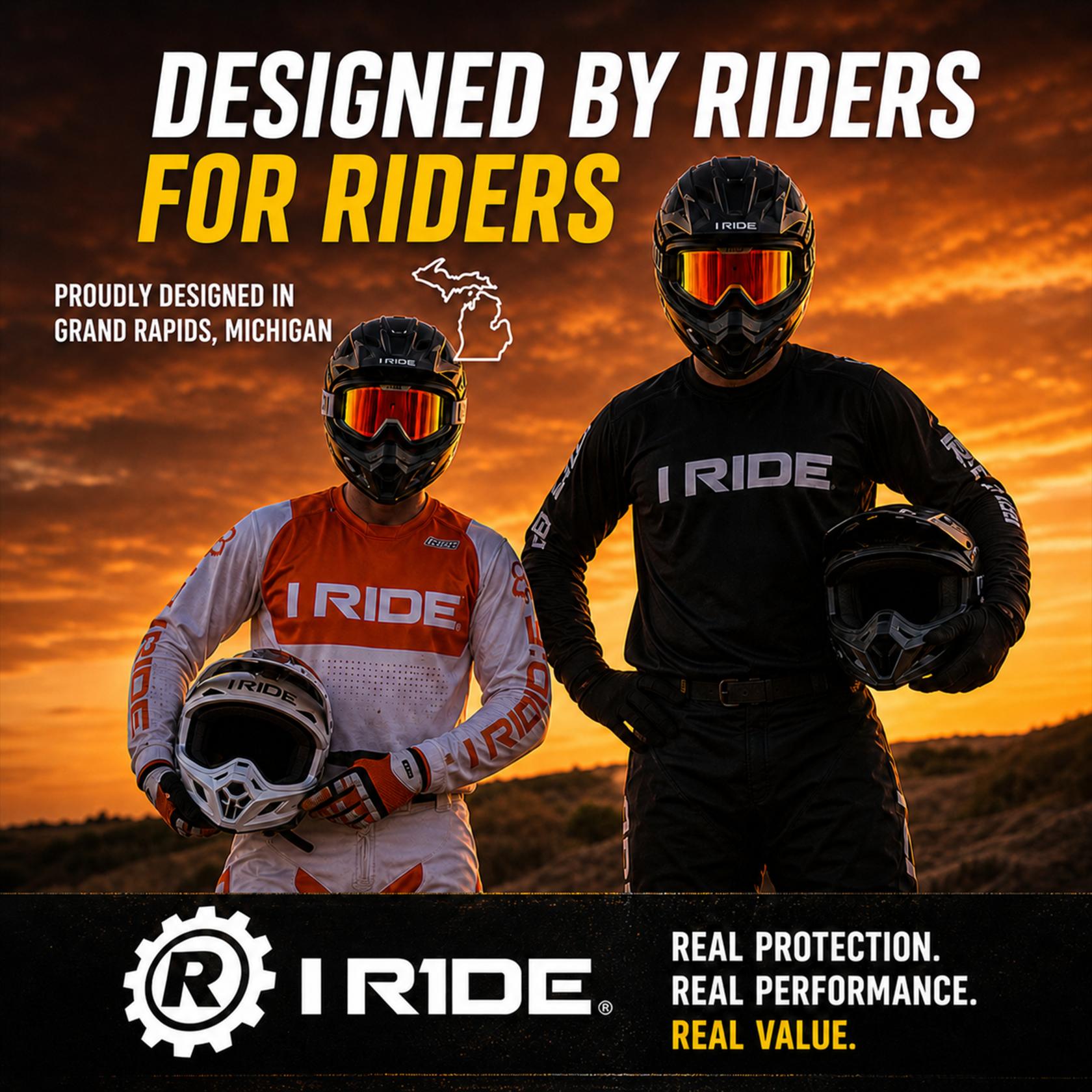I RIDE Airtime Motocross Goggles with Spare Clear Lens and 5 Tear-Offs, Anti-Fog MX Dirt Bike Goggles with Orange Mirrored Lens, UV Protection, ATV UTV Off-Road Riding