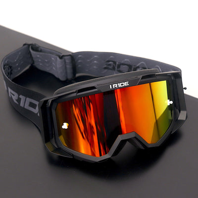 I RIDE Airtime Motocross Goggles with Spare Clear Lens and 5 Tear-Offs, Anti-Fog MX Dirt Bike Goggles with Orange Mirrored Lens, UV Protection, ATV UTV Off-Road Riding