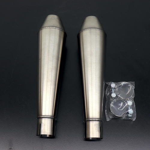 OEM British Customs Mini Reverse Cone Exhaust | Brushed Chrome | BC902-016-BR
