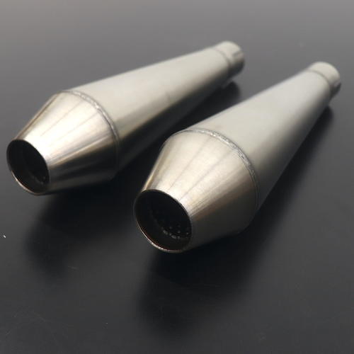 OEM British Customs Mini Reverse Cone Exhaust | Brushed Chrome | BC902-016-BR