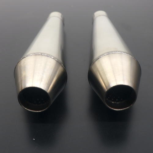 OEM British Customs Mini Reverse Cone Exhaust | Brushed Chrome | BC902-016-BR