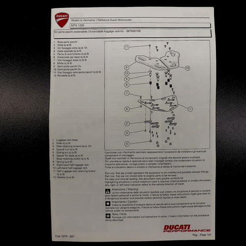 OEM Ducati Aluminum Rear Luggage Rack | Multistrada & Hypermotard | Black |
