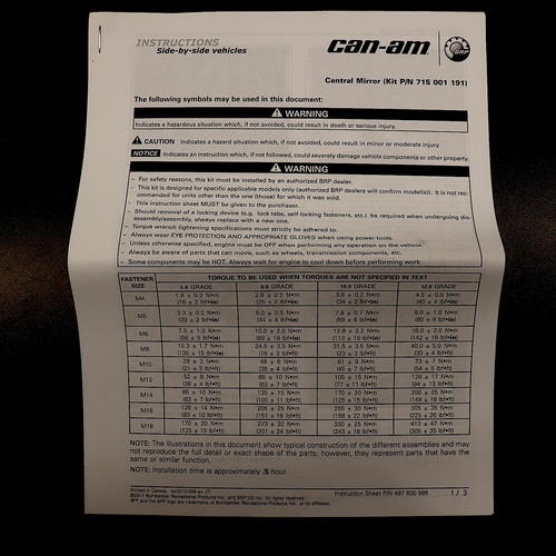 OEM Can-Am SxS Rearview Mirror Kit| 715000956