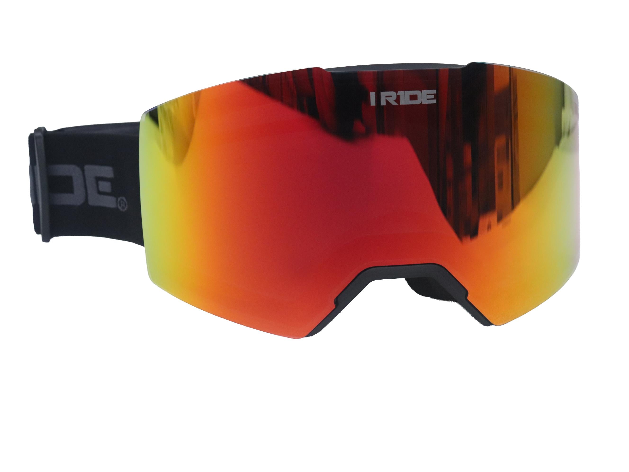 I RIDE AIRTIME PRO Motocross Goggles – Black Frame – Magnetic Lens Interchange, Orange Mirror + Clear Lens, Hard Case & Bag – MX Dirt Bike ATV UTV Off-Road Race Goggles by Fox Powersports