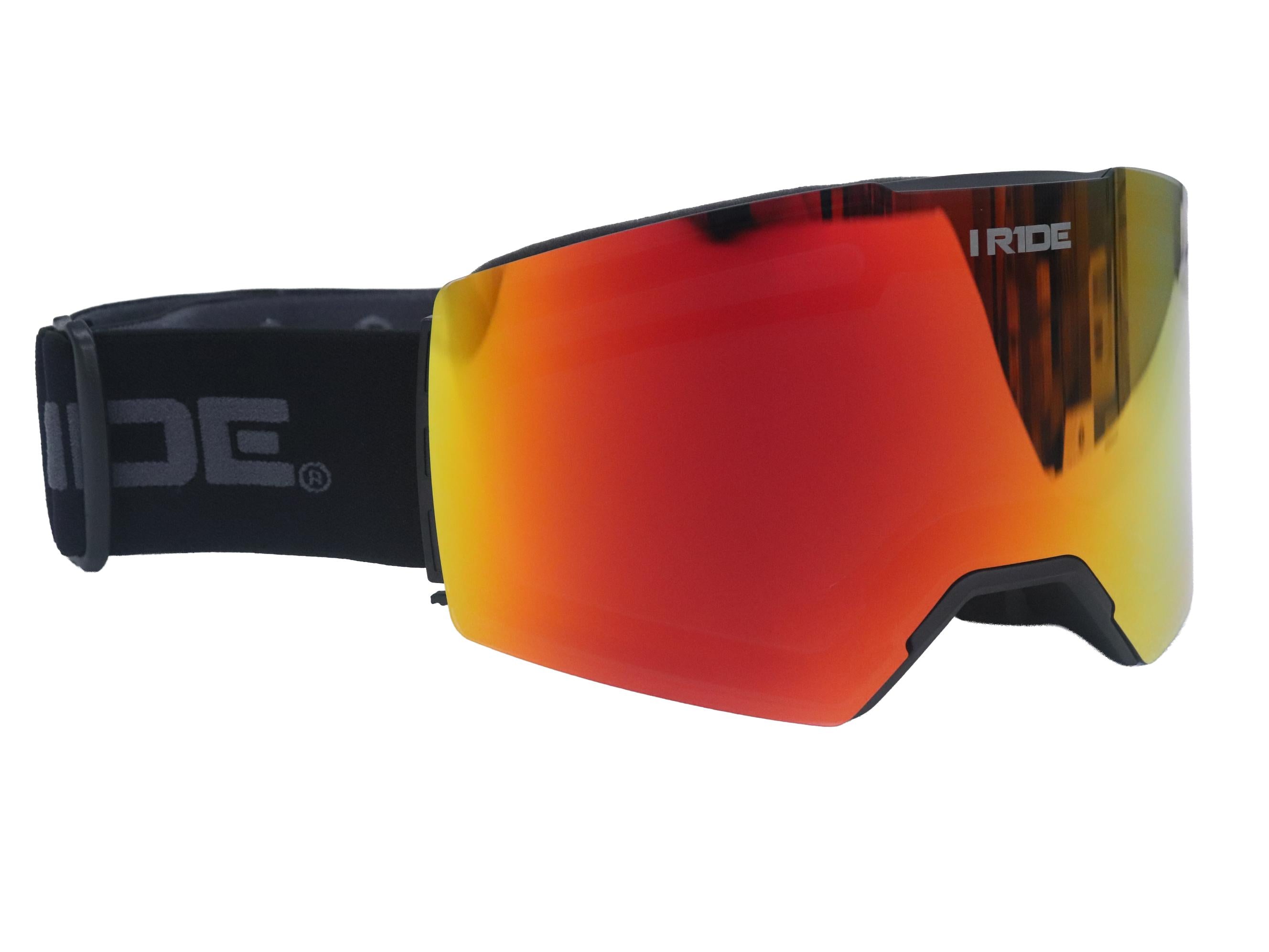 I RIDE AIRTIME PRO Motocross Goggles – Black Frame – Magnetic Lens Interchange, Orange Mirror + Clear Lens, Hard Case & Bag – MX Dirt Bike ATV UTV Off-Road Race Goggles by Fox Powersports