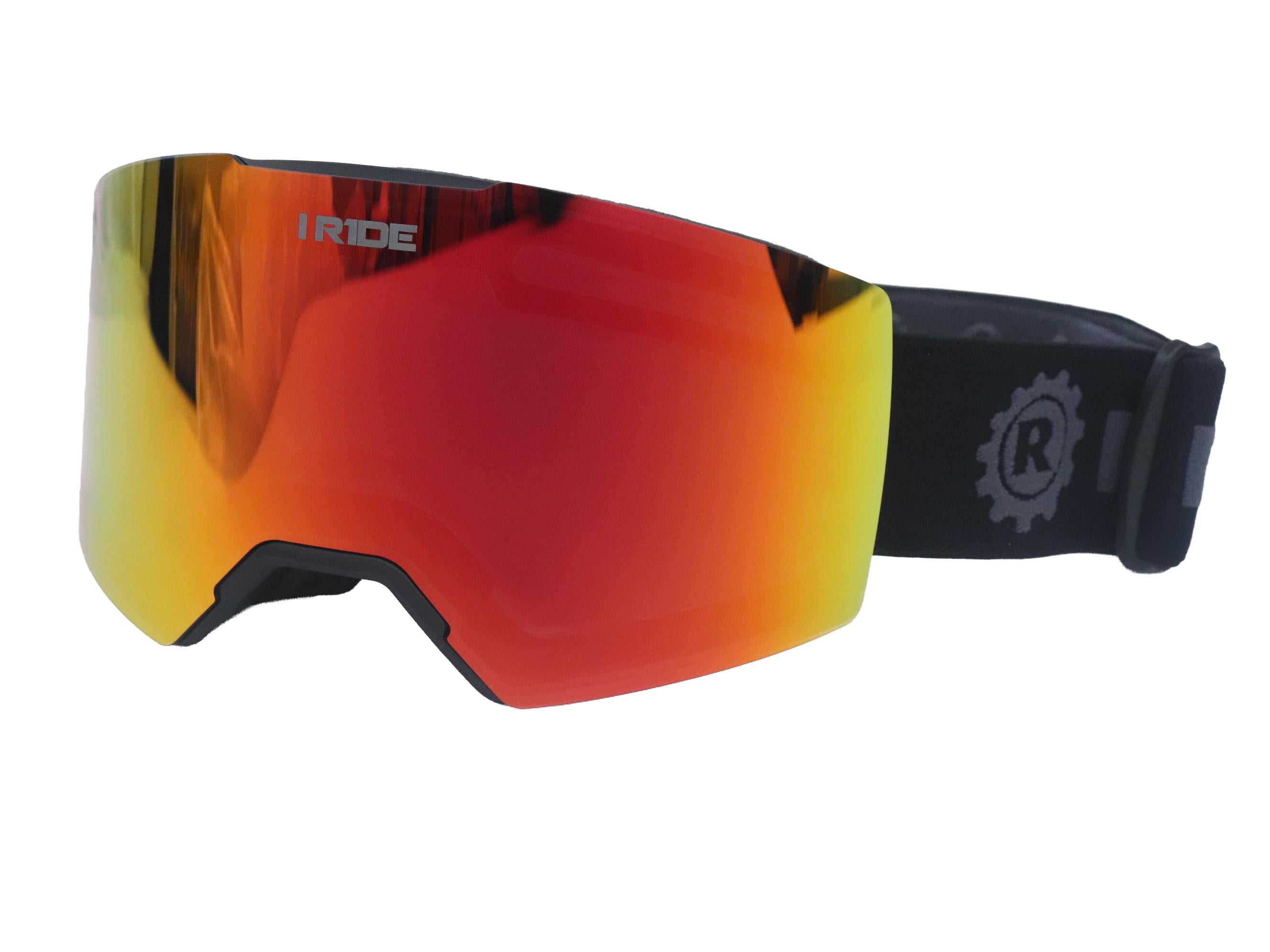 I RIDE AIRTIME PRO Motocross Goggles – Black Frame – Magnetic Lens Interchange, Orange Mirror + Clear Lens, Hard Case & Bag – MX Dirt Bike ATV UTV Off-Road Race Goggles by Fox Powersports