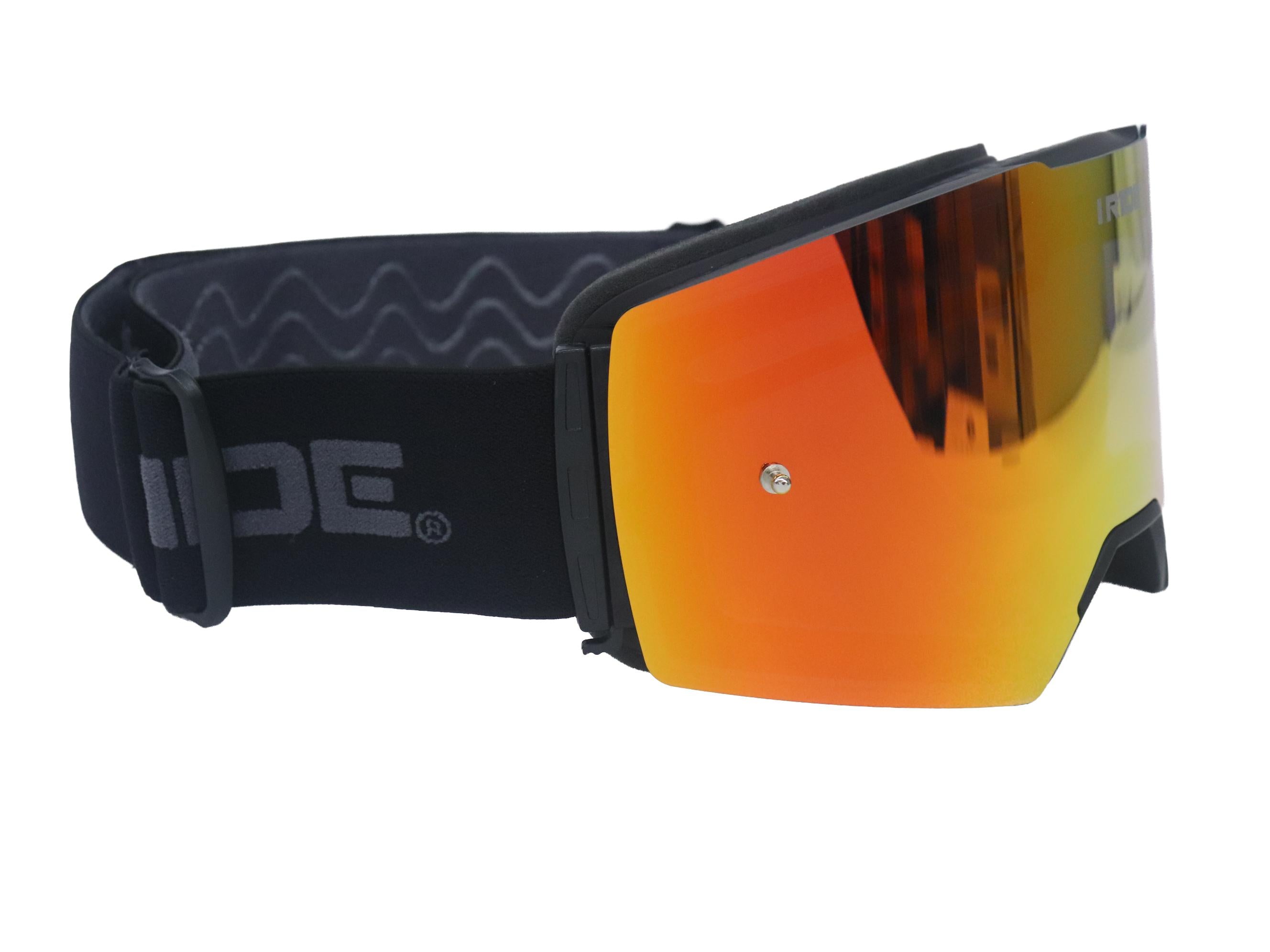 I RIDE AIRTIME PRO Motocross Goggles – Black Frame – Magnetic Lens, Orange Mirror + Clear Lens, 5 Tear-Offs, Hard Case & Bag – MX Dirt Bike ATV UTV Off-Road Race Goggles by Fox Powersports