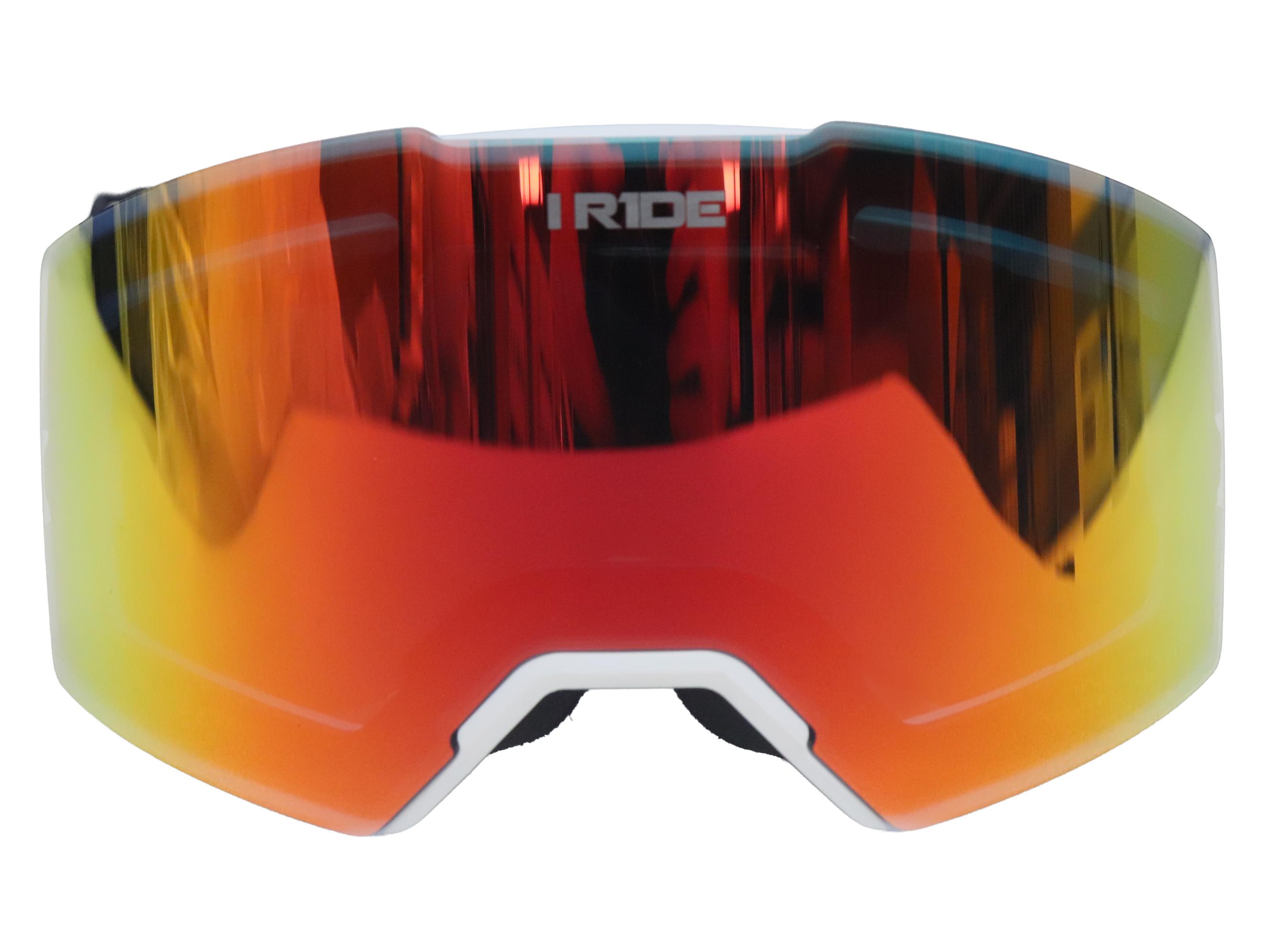 I RIDE AIRTIME PRO Motocross Goggles – White Frame – Magnetic Lens Interchange, Orange Mirror + Clear Lens, Hard Case & Bag – MX Dirt Bike ATV UTV Off-Road Race Goggles by Fox Powersports