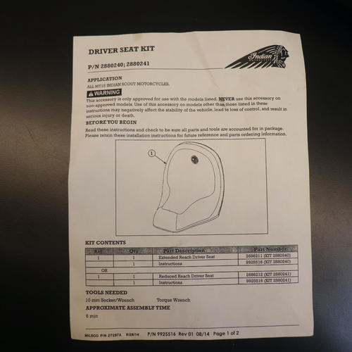 OEM Indian Extended Reach Solo Seat | Black | 2880240-05