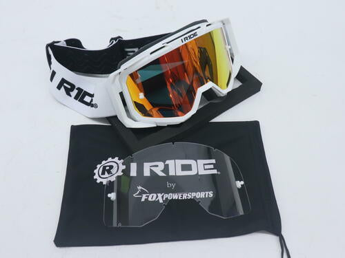 Iride ATV White Goggle w/Orange Pop Lens + Clear Lens - OPEN BOX