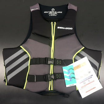 Sea-Doo Airflow Life Jacket|Gray/ Neon Green Stripe|Mens Size: 2XL