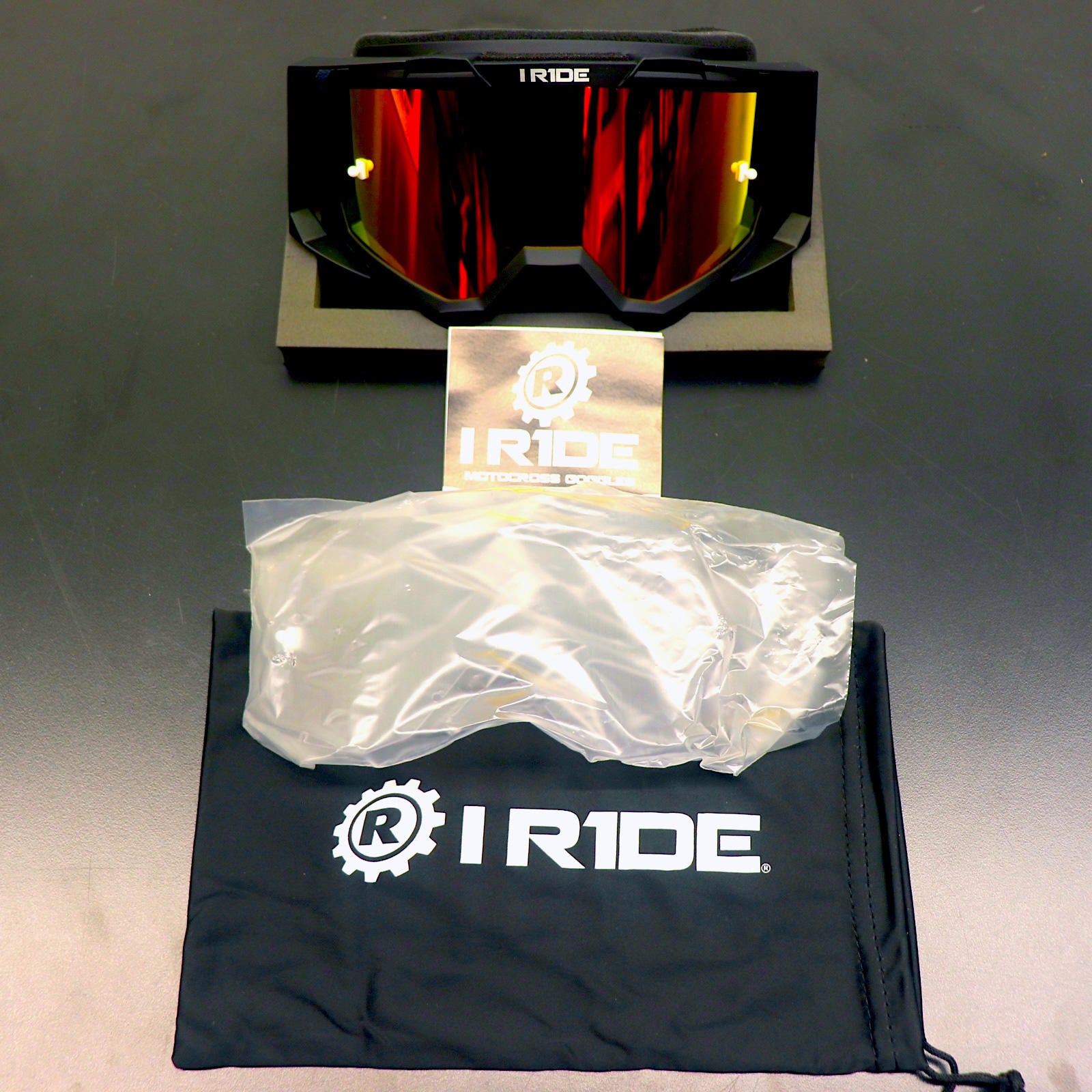I RIDE Airtime Motocross Goggles with Spare Clear Lens and 5 Tear-Offs