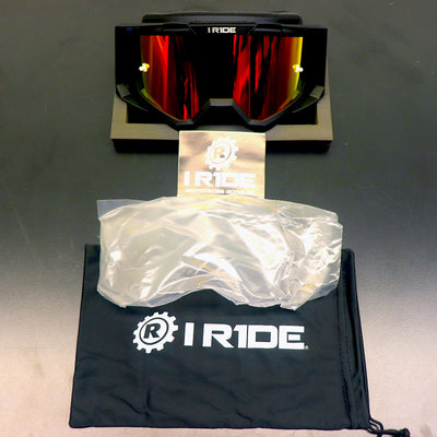 I RIDE Airtime Motocross Goggles with Spare Clear Lens and 5 Tear-Offs, Anti-Fog MX Dirt Bike Goggles with Orange Mirrored Lens, UV Protection, ATV UTV Off-Road Riding