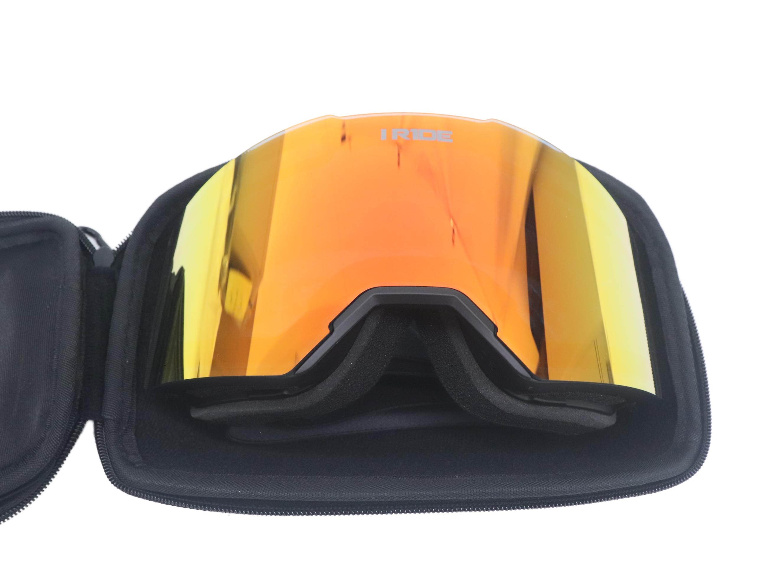 I RIDE AIRTIME PRO Motocross Goggles – Black Frame – Magnetic Lens Interchange, Orange Mirror + Clear Lens, Hard Case & Bag – MX Dirt Bike ATV UTV Off-Road Race Goggles by Fox Powersports