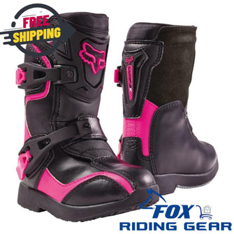 OPEN BOX OEM Fox 5K Pee Wee Comp Boot | Black/Pink | Youth Size: K12 | 05014-285-12