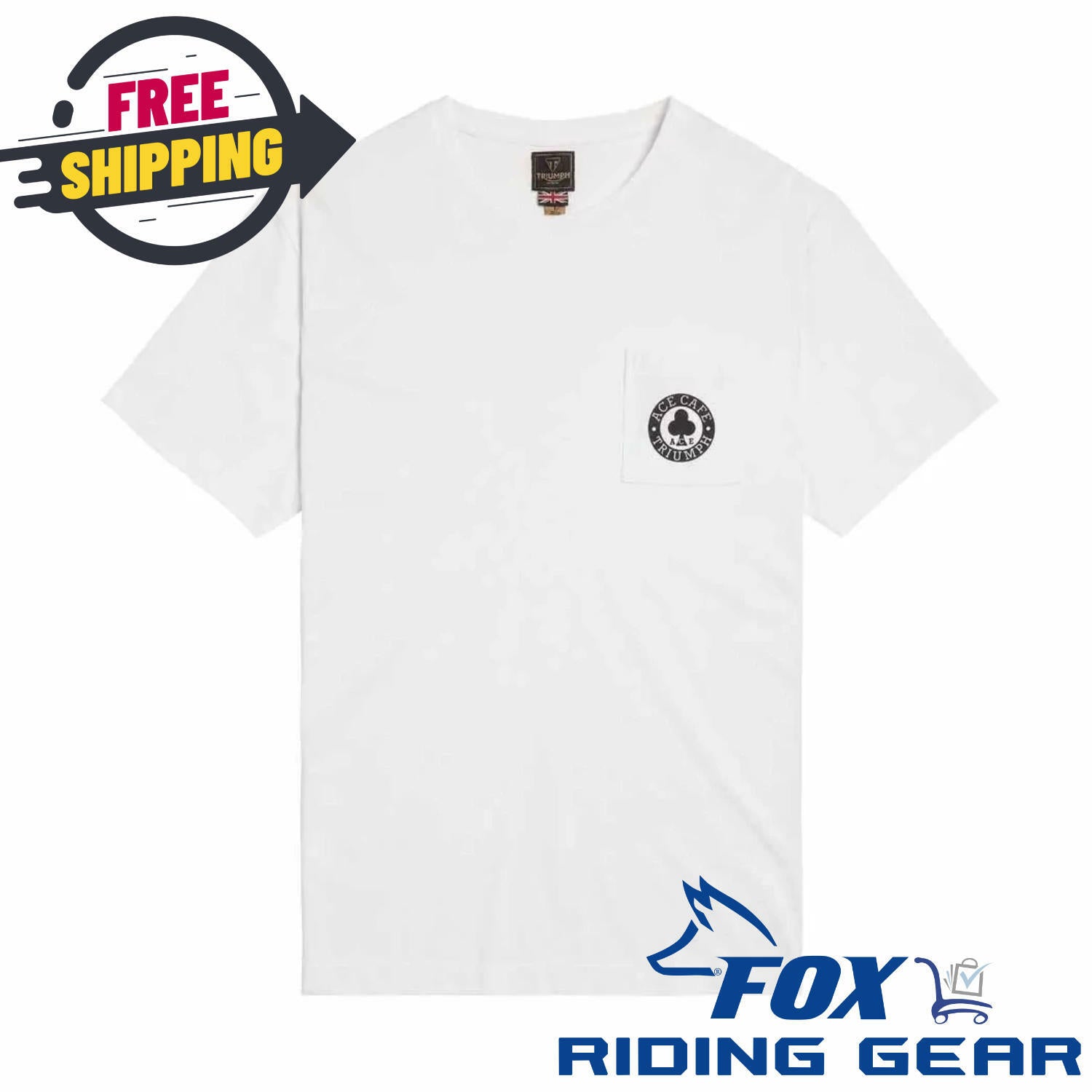 OPEN BOX OEM Triumph Ace Pocket Tee | White | Mens Size: Medium | MTSS23802-M