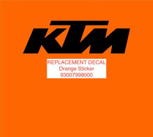 KTM REPLACEMENT DECAL FOR 390 DUKE PILLION SEAT COVER ORANGE