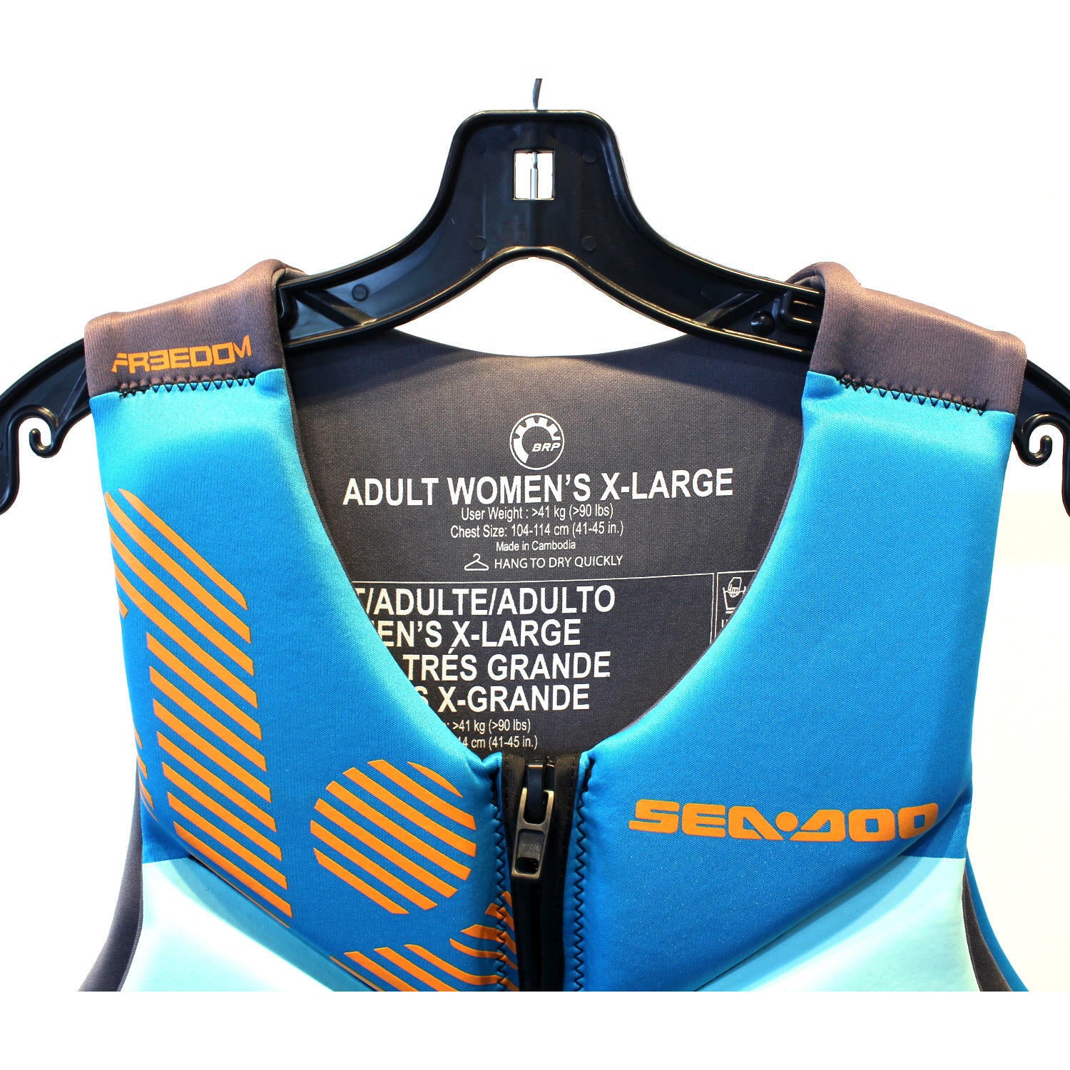 OPEN BOX OEM Sea-Doo Freedom PFD| Light Blue/Bleu Pale | Womens Size : X-Large