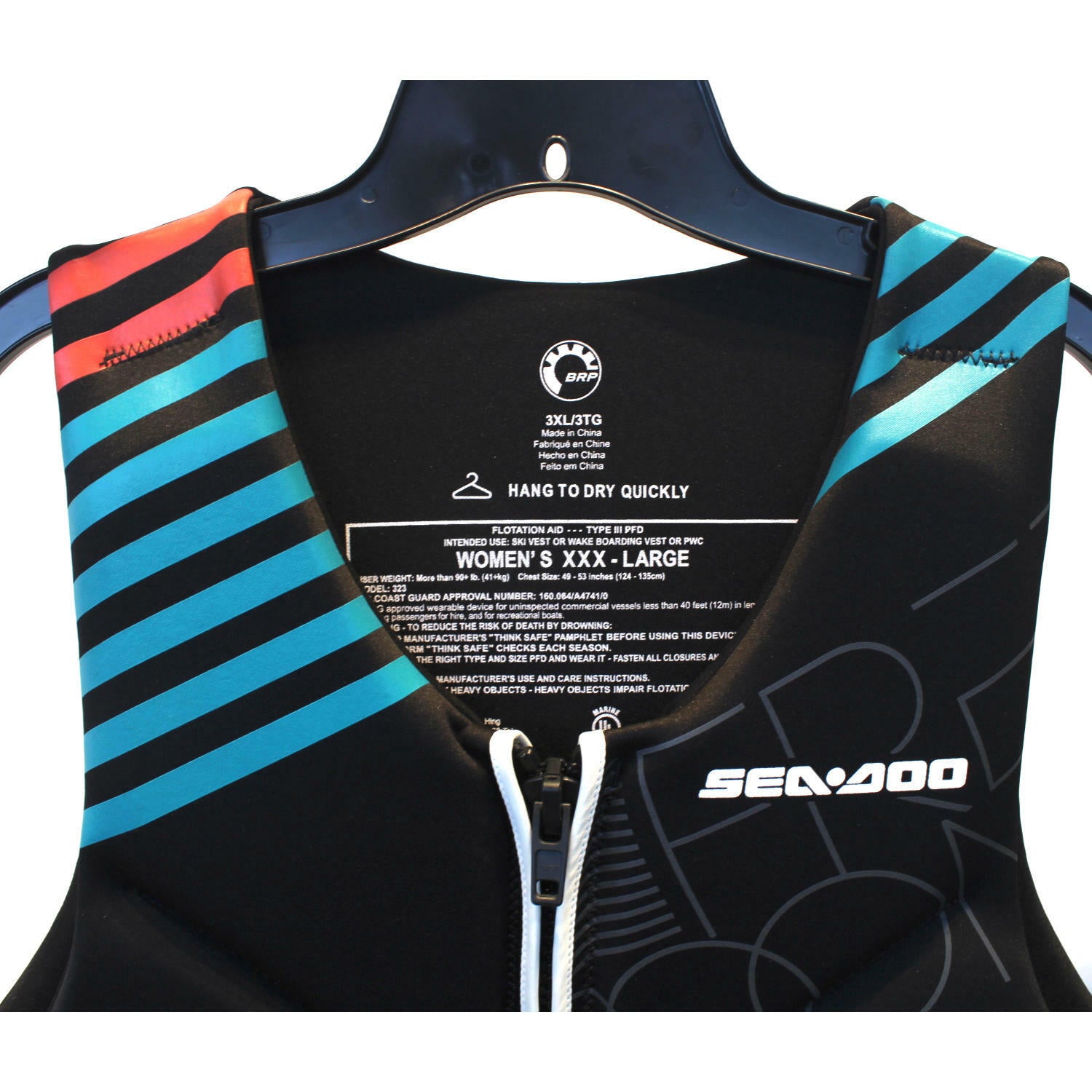 OPEN BOX OEM Sea-Doo Freedom PFD | Turquoise | Women's Size : 3XL