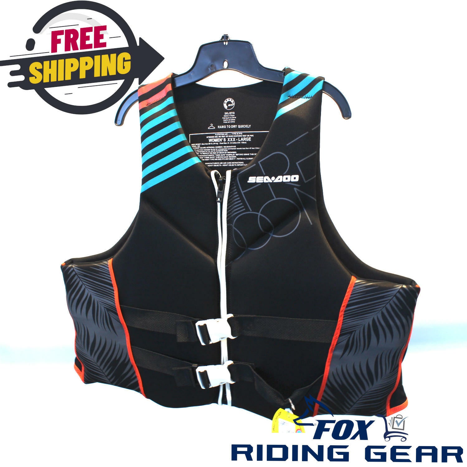 OPEN BOX OEM Sea-Doo Freedom PFD | Turquoise | Women's Size : 3XL