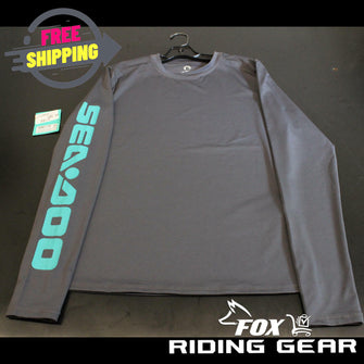 OPEN BOX OEM Sea-Doo Long Sleeve Rashguard | Charcoal Grey | Men's Size: M