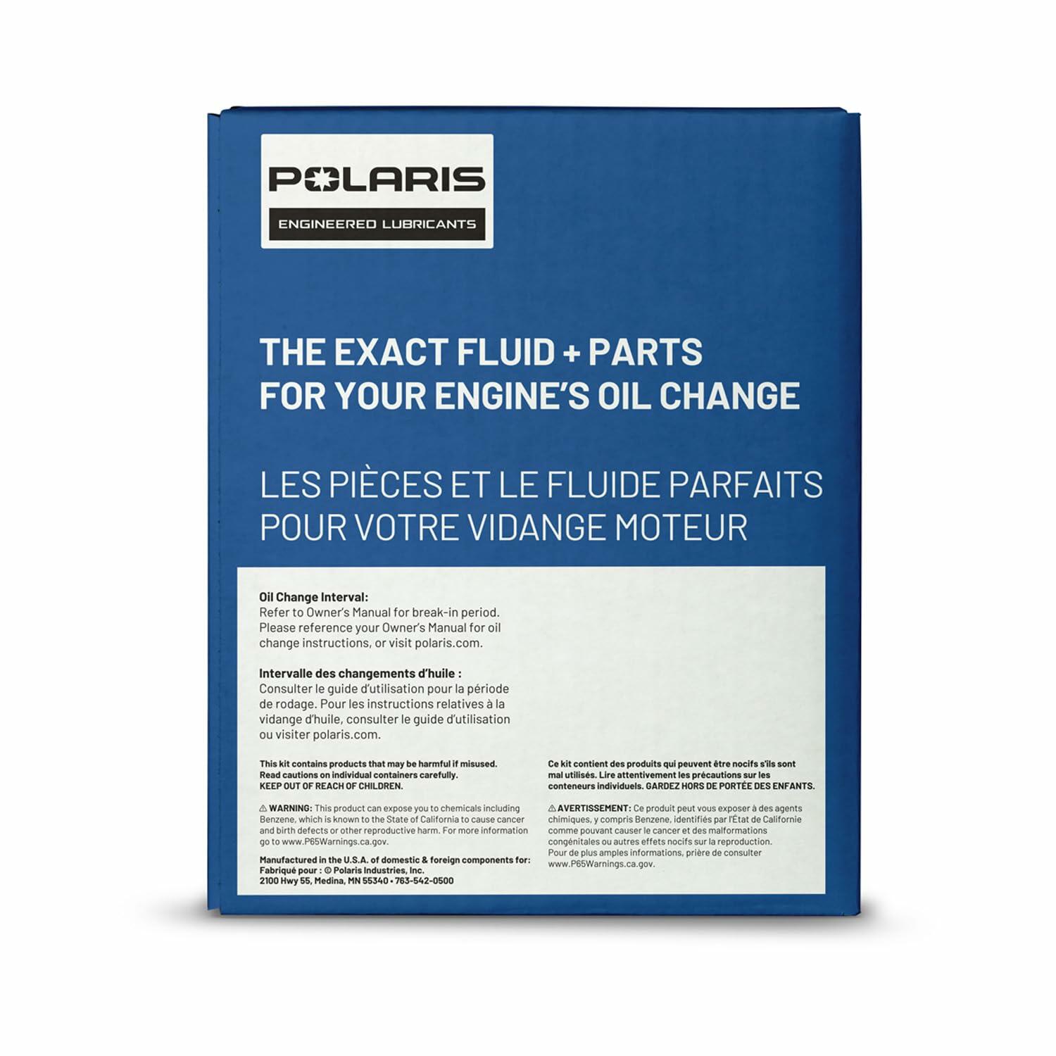 Polaris PS4 Oil Change Kit for Specific RANGER, GENERAL, RZR Models With 4 Stroke Engine, Includes 2.5 Quarts PS-4 EXTREME 0W-50 Full Synthetic Oil, 1 Oil Filter, 1 Washer, ATV UTV SxS - 2890057