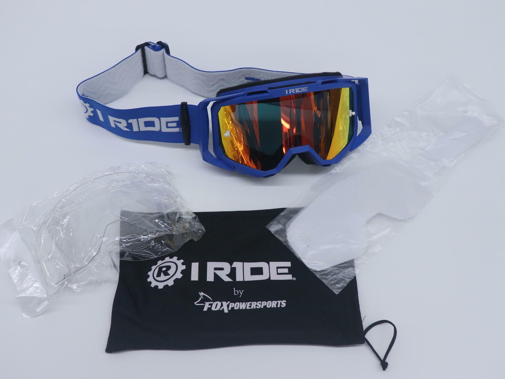 OPEN BOX - Fox Powersports Goggle BLUE Frame & ORANGE Pop Lens - IR-AIRTIME-BLUE