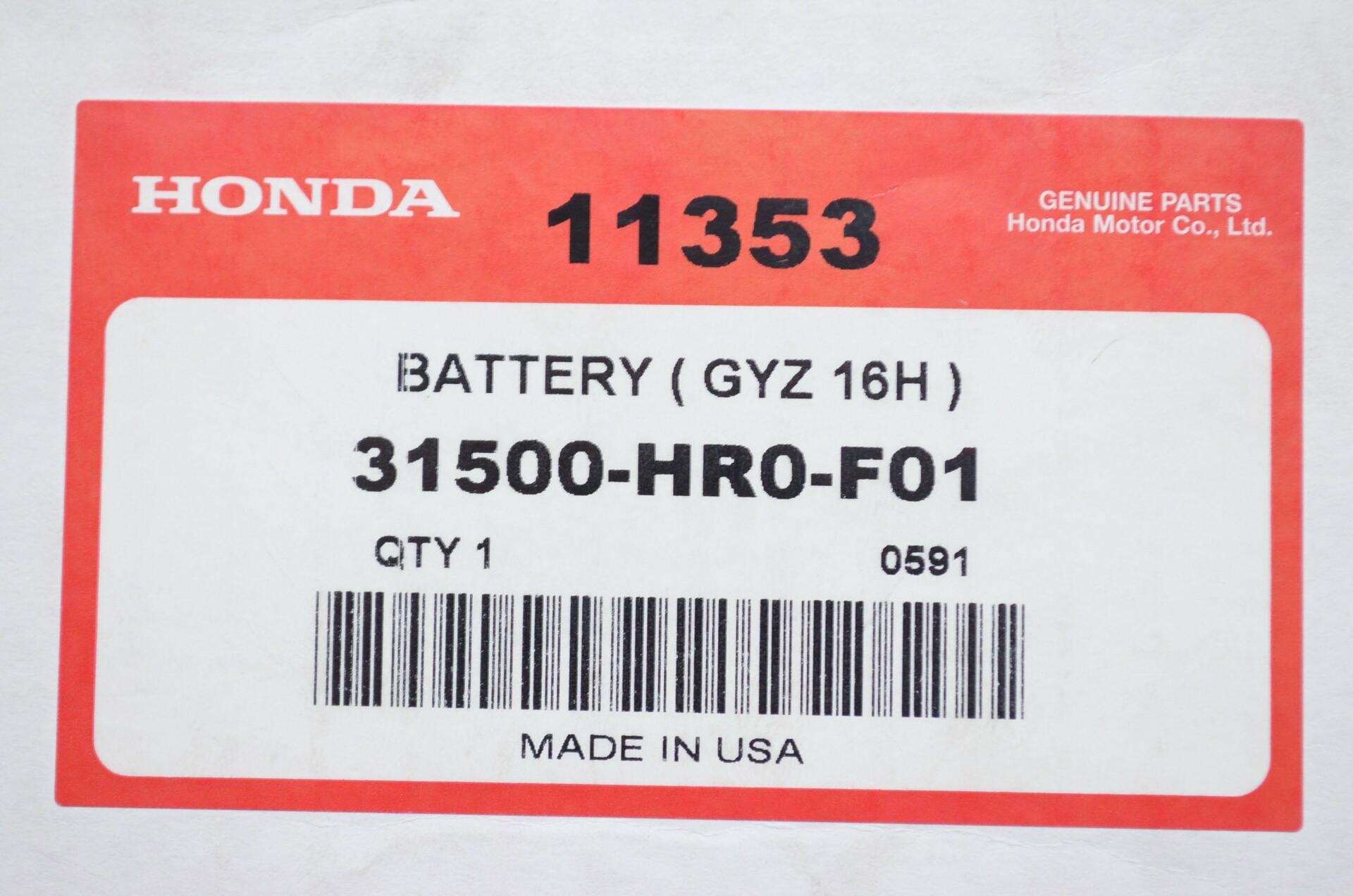 HONDA 31500-HR0-F01 BATTERY (GYZ16H)
