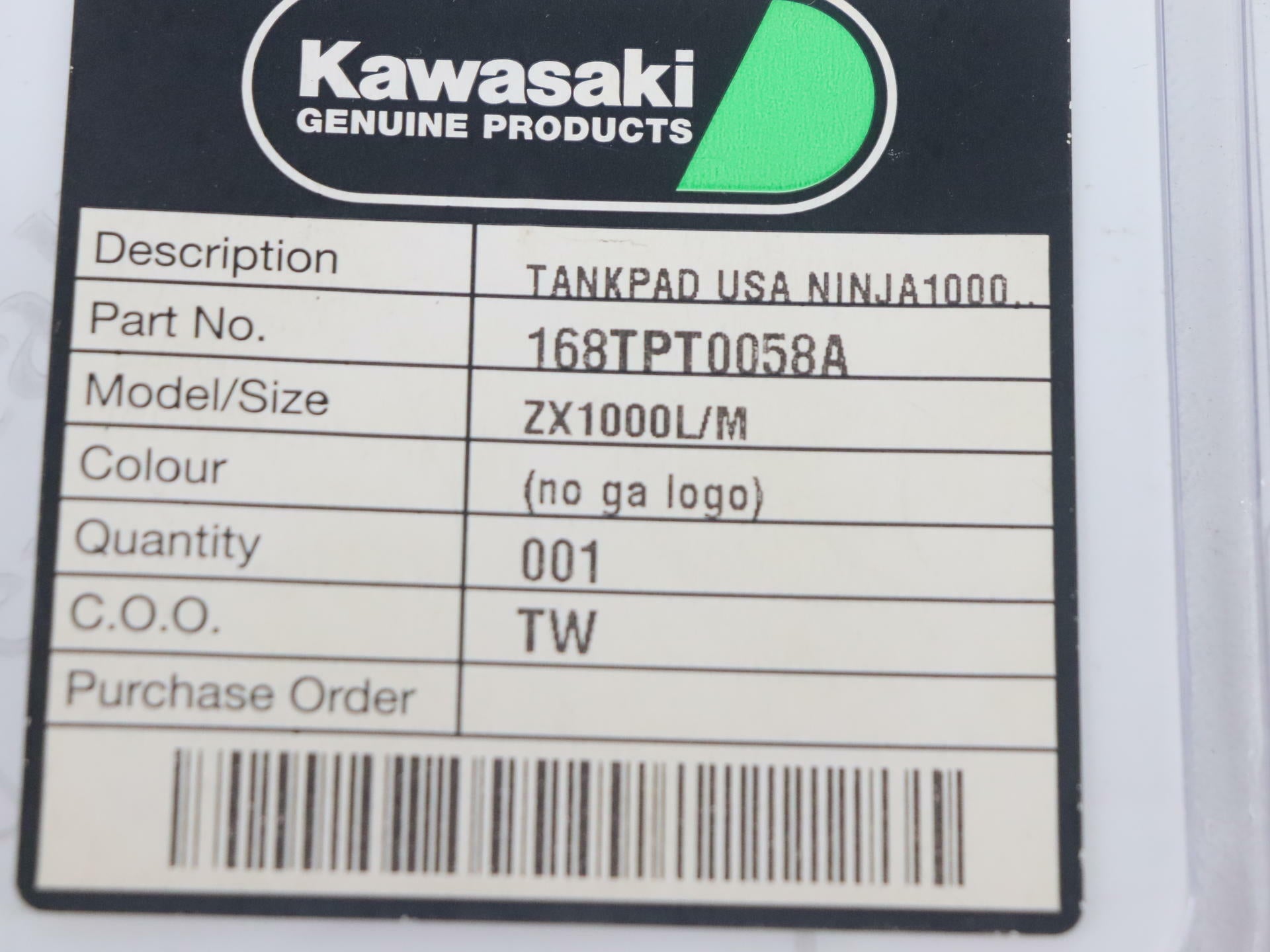 OEM Kawasaki Gas Fuel Tank Protector Pad - 11-17 Ninja 1000 - 168TPT-0058A