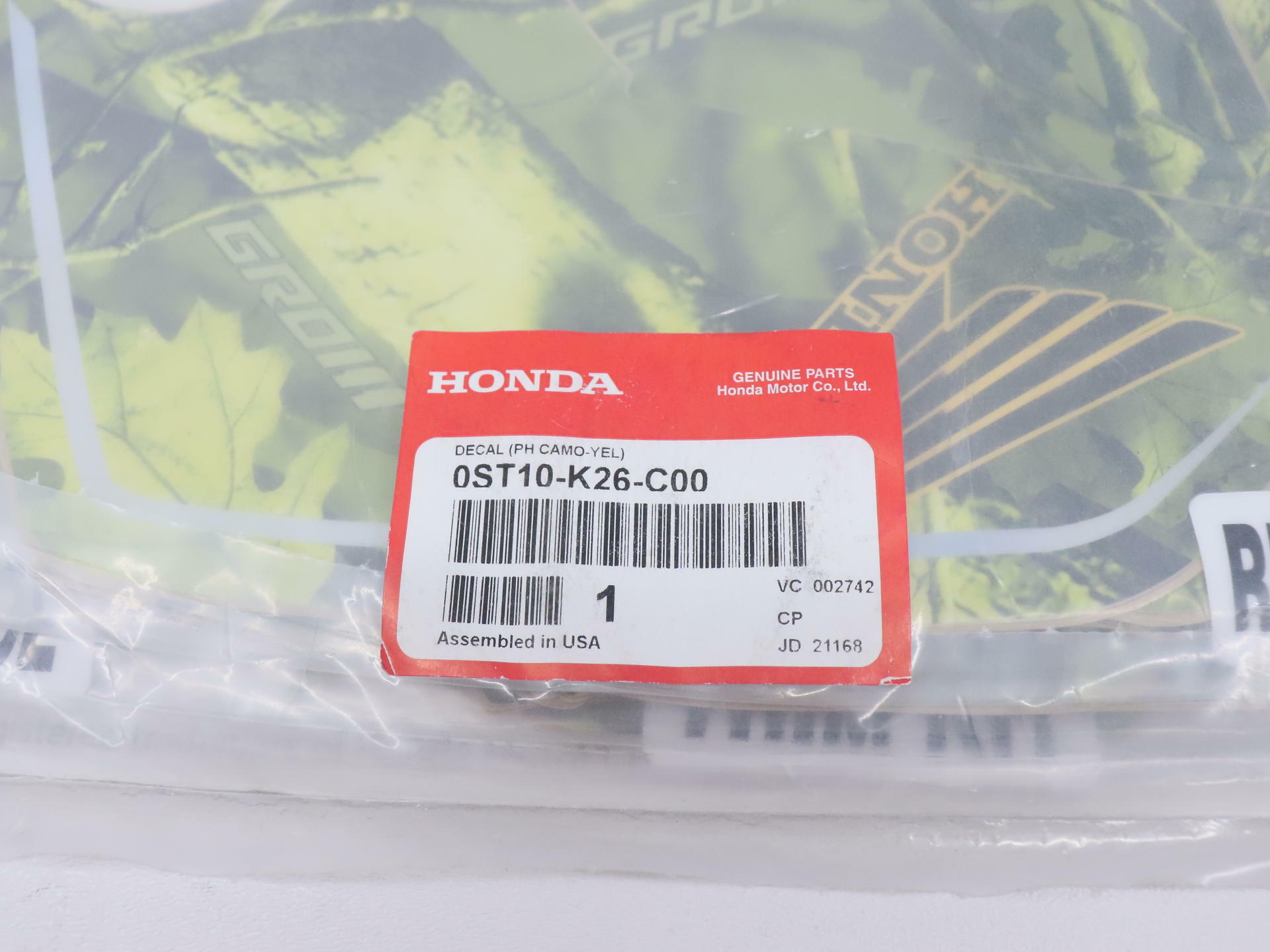 OEM Honda Graphics Decal Sticker Kit PH CAMO Yellow - 22-24 Grom - 0ST10-K26-C00