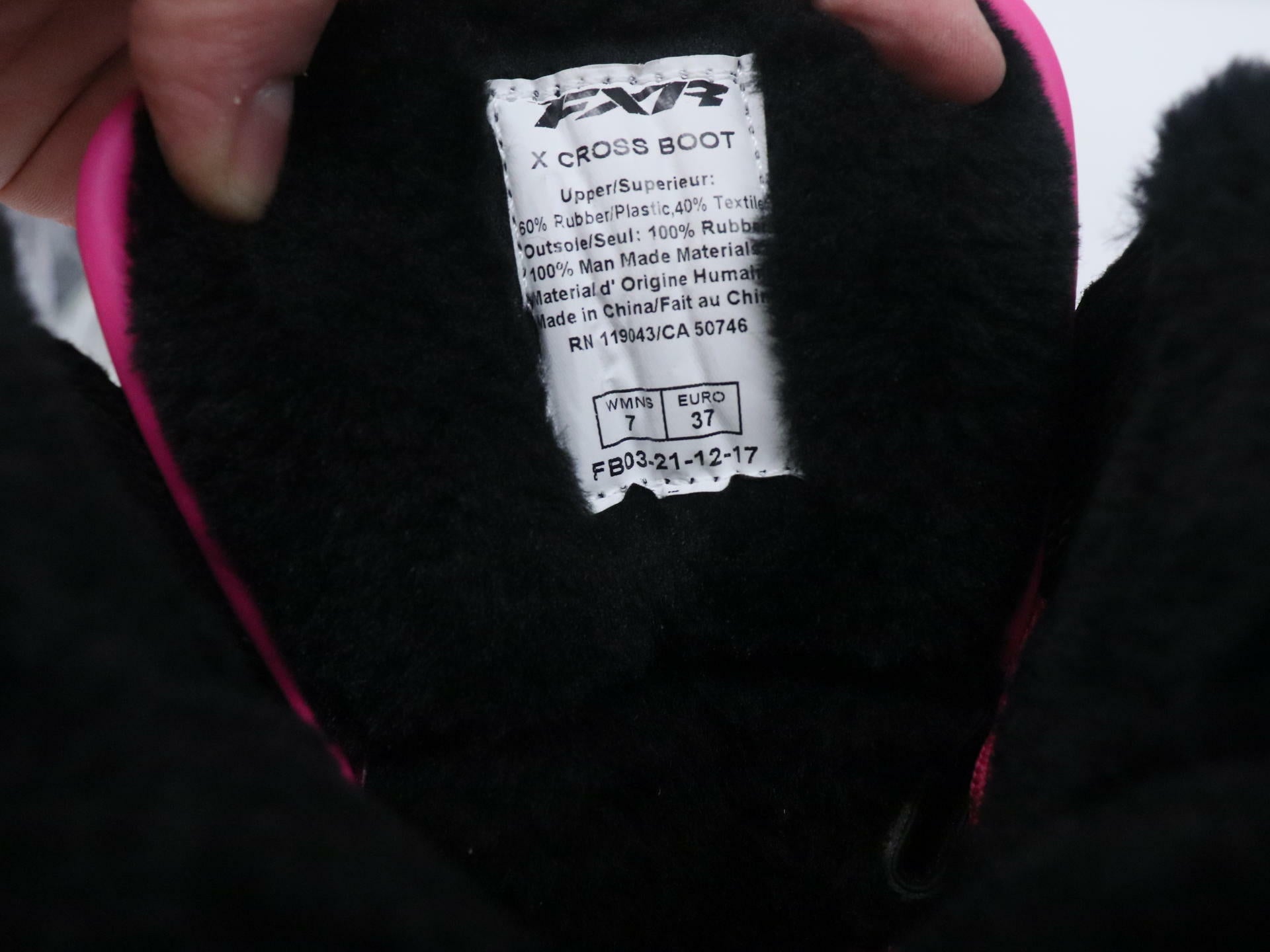 FXR X-Cross Speed Boot BLACK w/Fur Lining - Women sz7 - 190708-1090-37