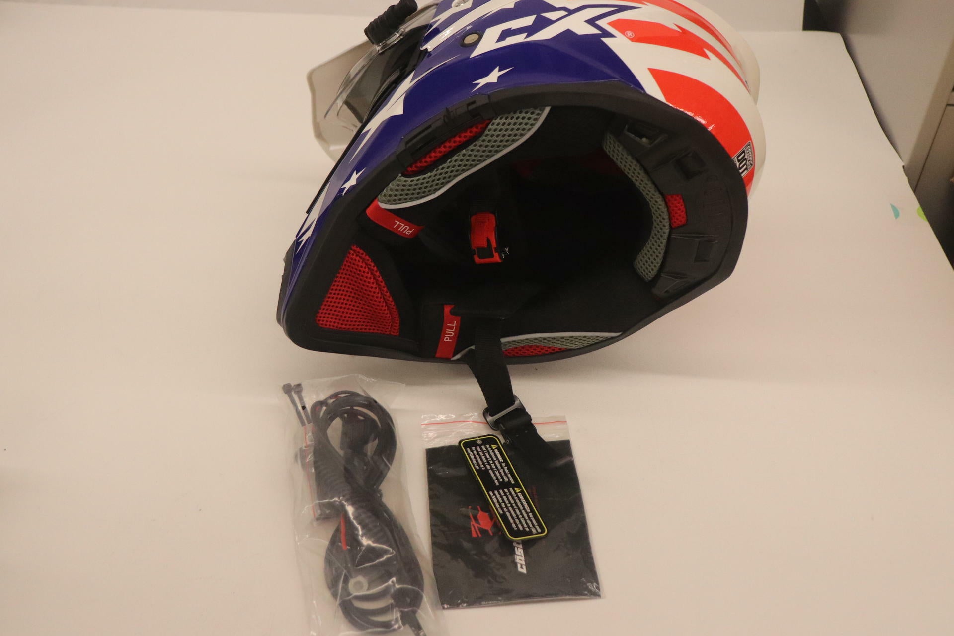OPEN BOX - CASTLE Helmet CX200 Liberty Snow - RED BLUE - Adult XL - 36-28218