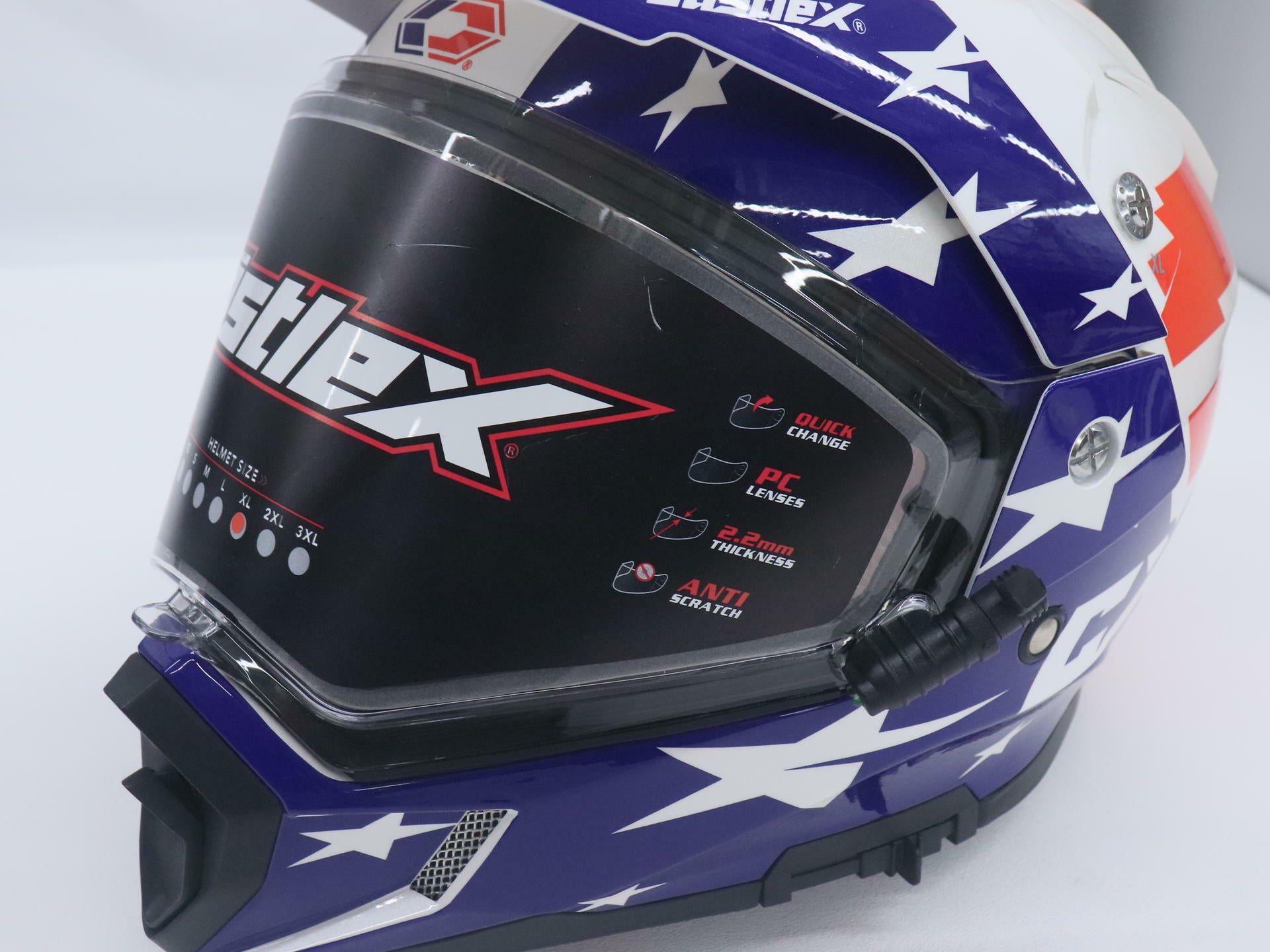OPEN BOX - CASTLE Helmet CX200 Liberty Snow - RED BLUE - Adult XL - 36-28218