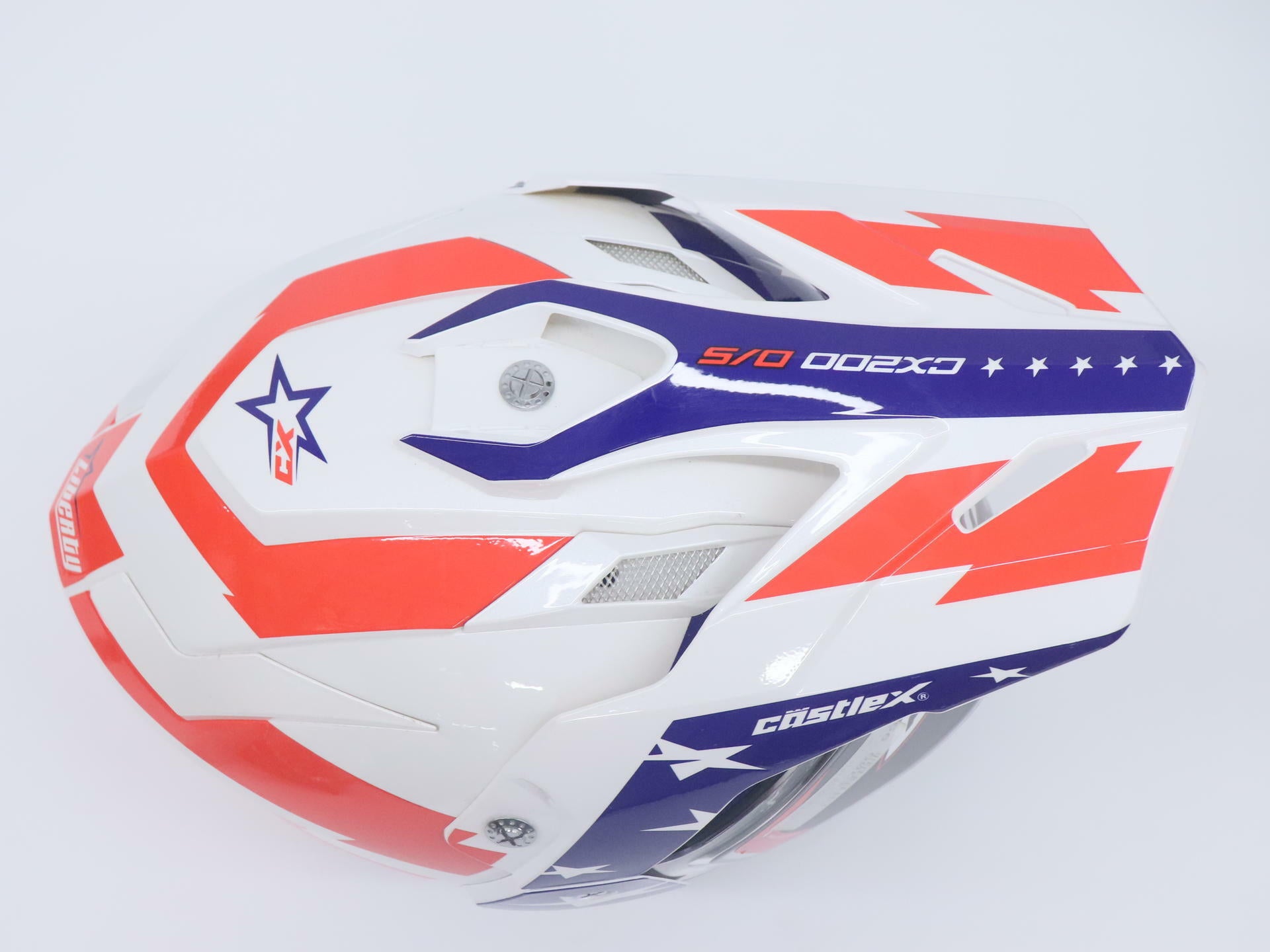 OPEN BOX - CASTLE Helmet CX200 Liberty Snow - RED BLUE - Adult XL - 36-28218