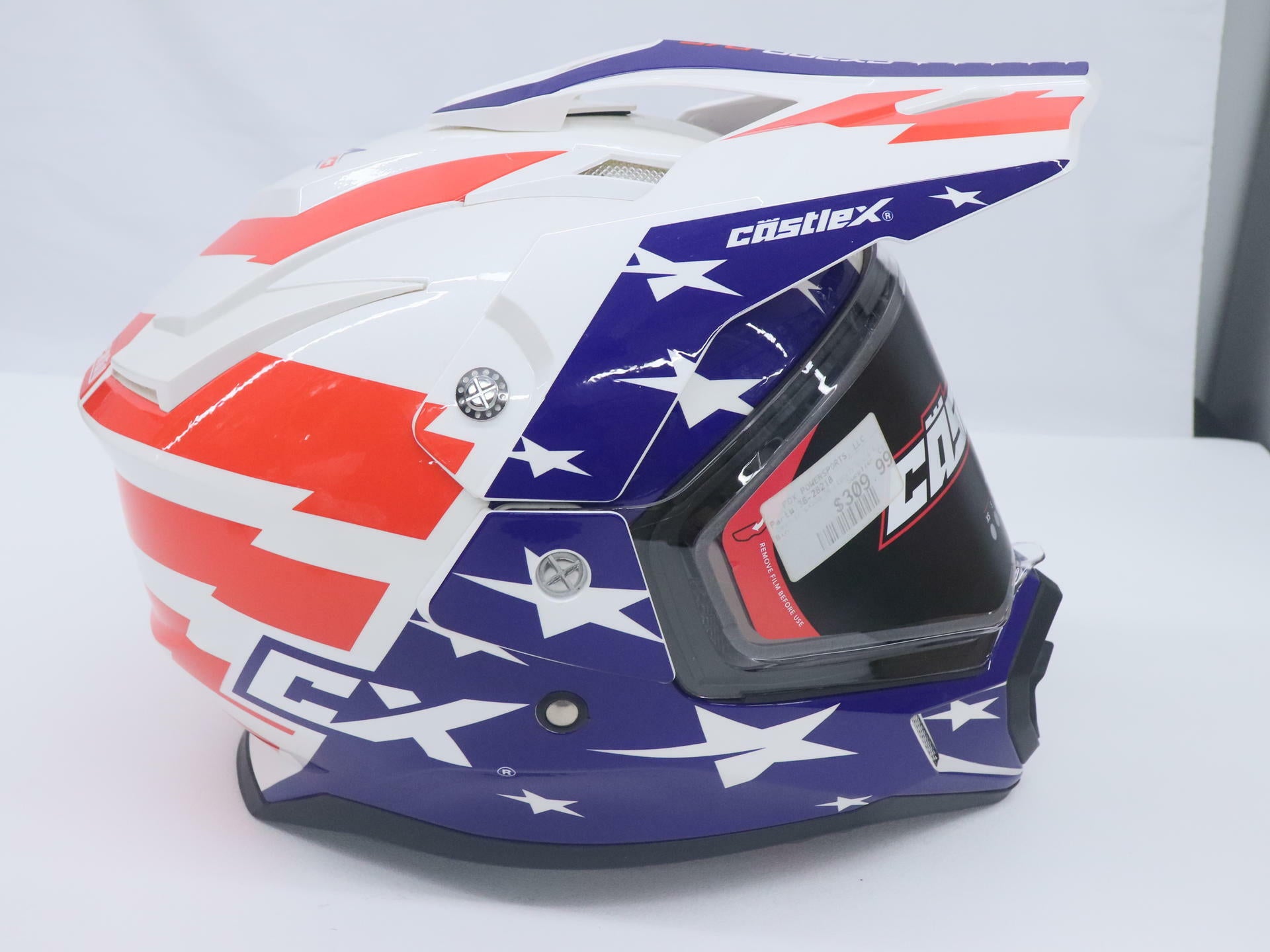 OPEN BOX - CASTLE Helmet CX200 Liberty Snow - RED BLUE - Adult XL - 36-28218