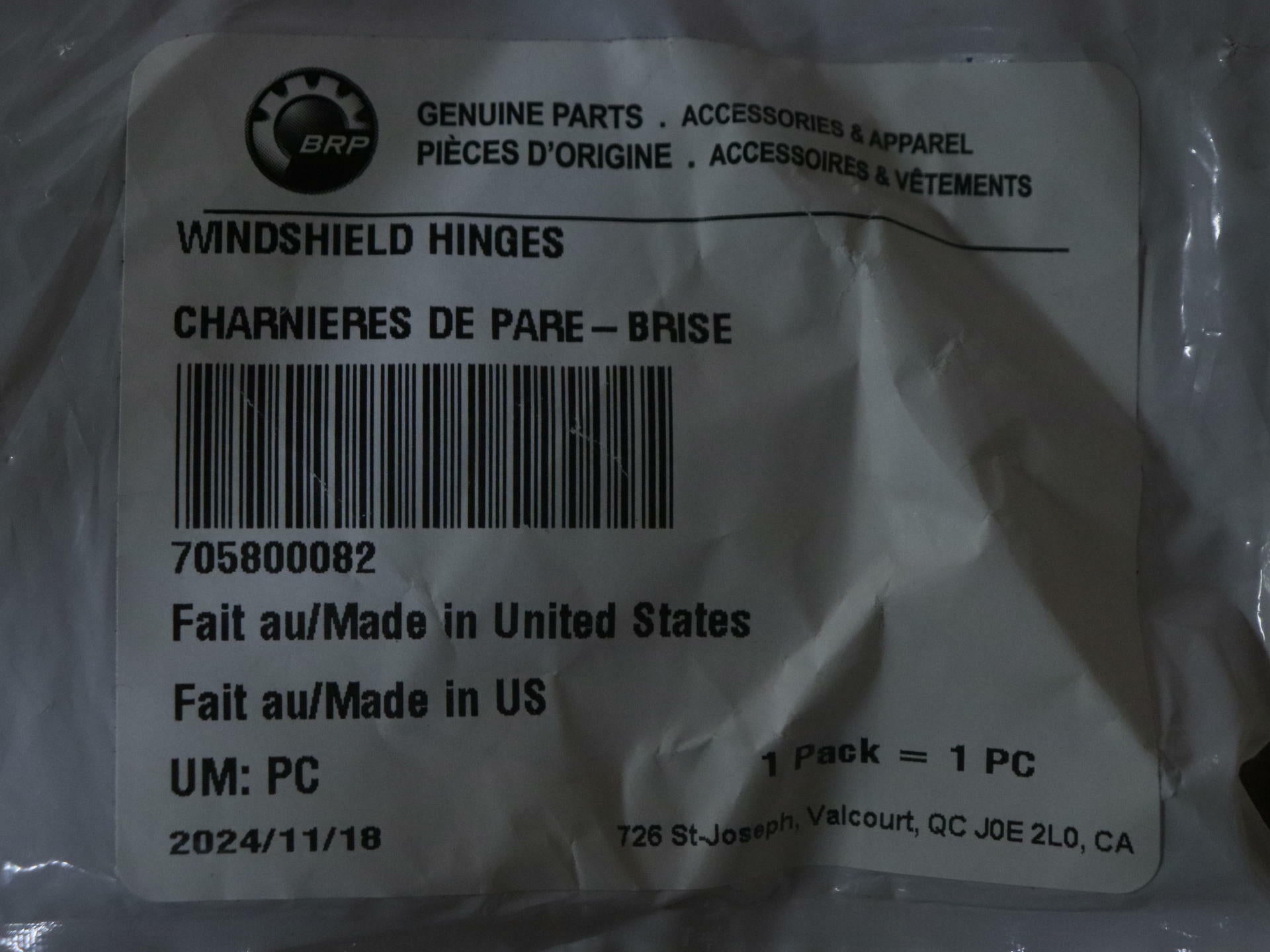 BRP 705800082 Can-Am Windshield Hinges 2016-2017 Defender HD8 10 XT DPS 4x4 OEM - Open Box