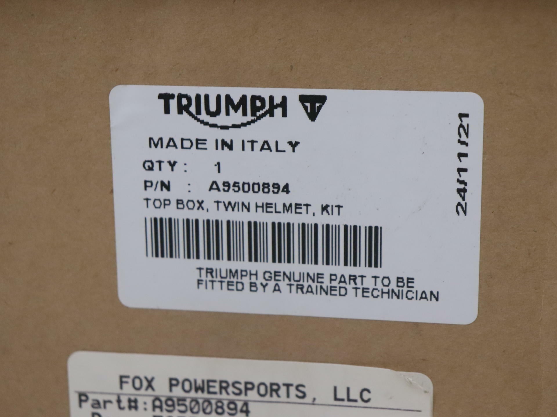OPEN BOX - OEM Triumph Twin Helmet Top Box Storage - Tiger Sport Twin - A9500894