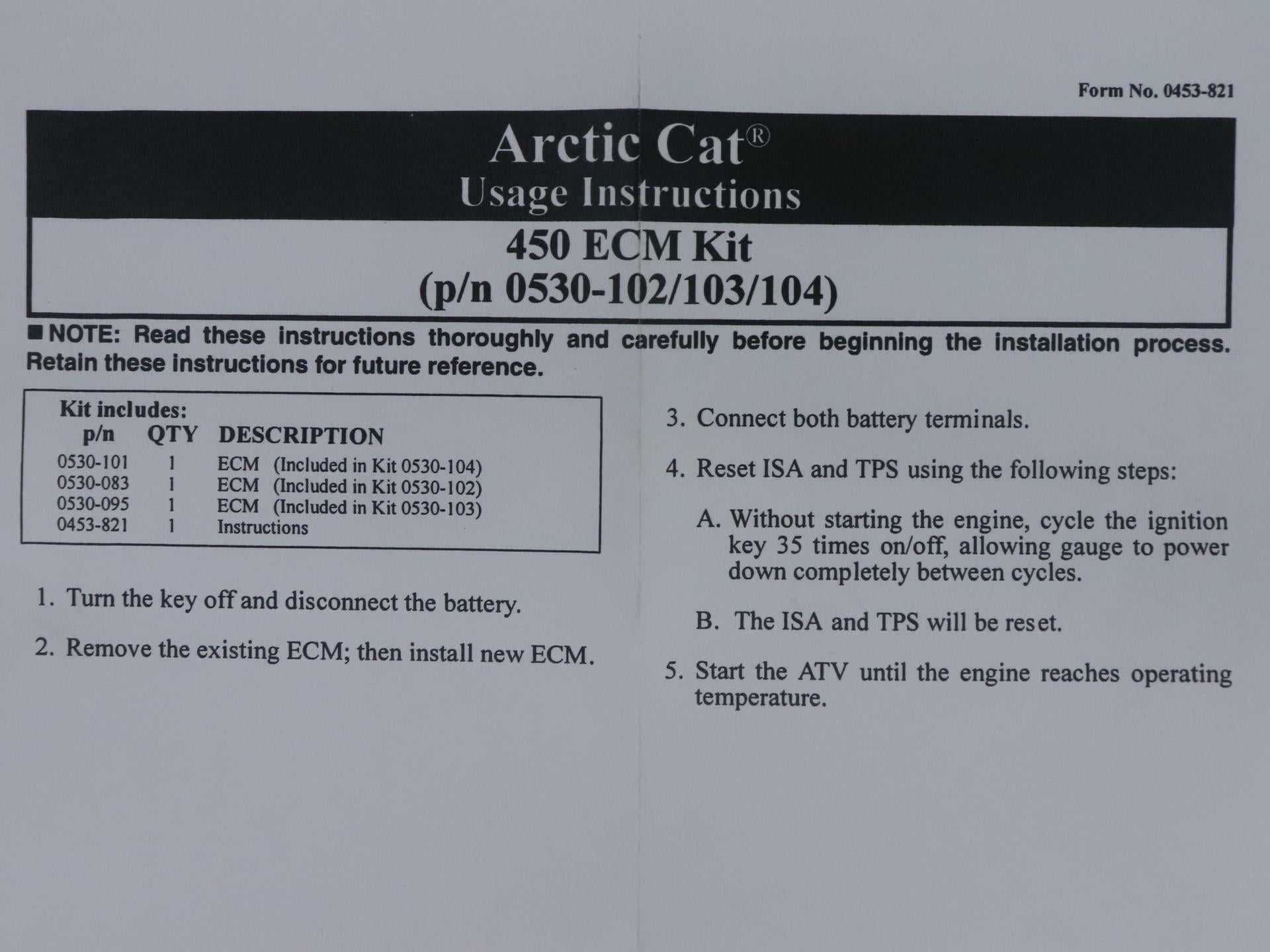 OPEN BOX - OEM Arctic Cat ECU ECM Module - 2010 ATV 450 EFI - 0530-083 0530-102