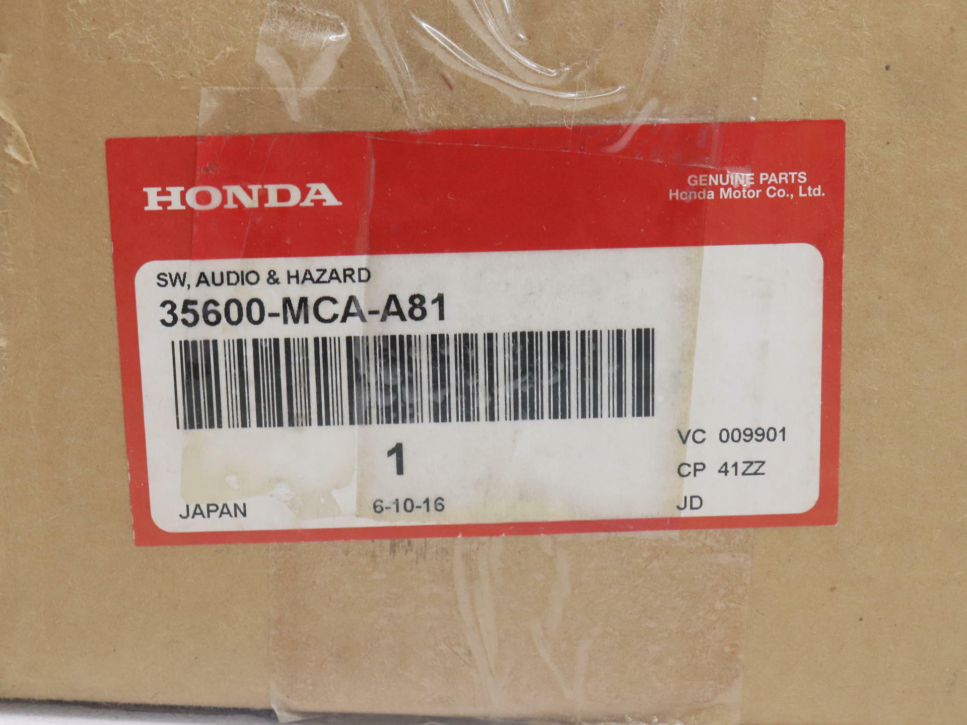 OPEN BOX - OEM Honda Audio Hazard Control Switch - Goldwing 1800- 35600-MCA-A81